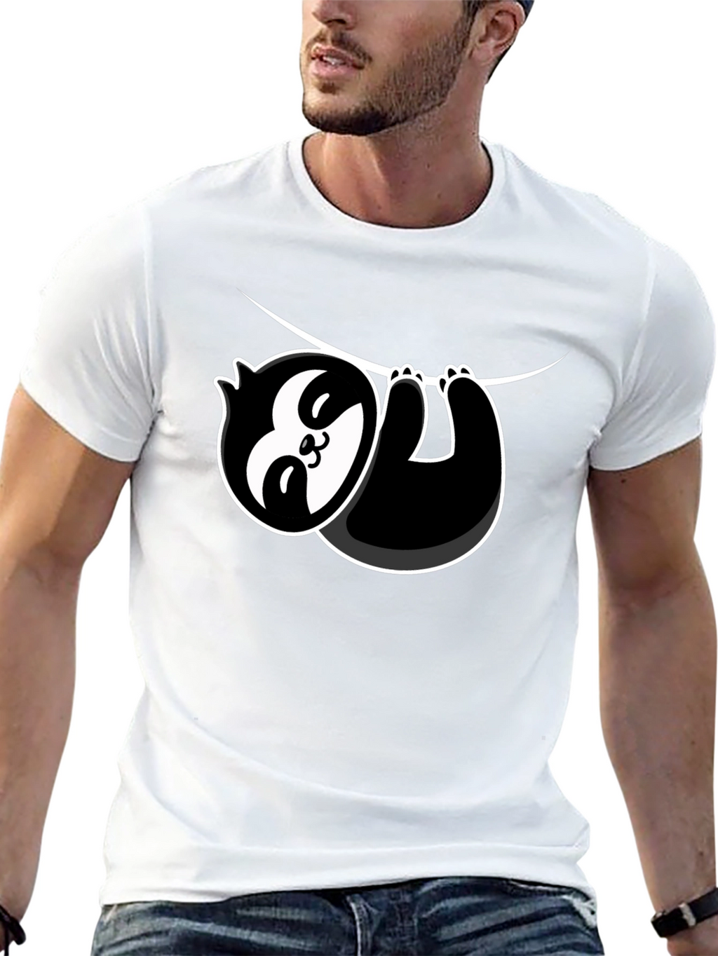 Cool Sloth Hanging Graphic T-Shirt - Black