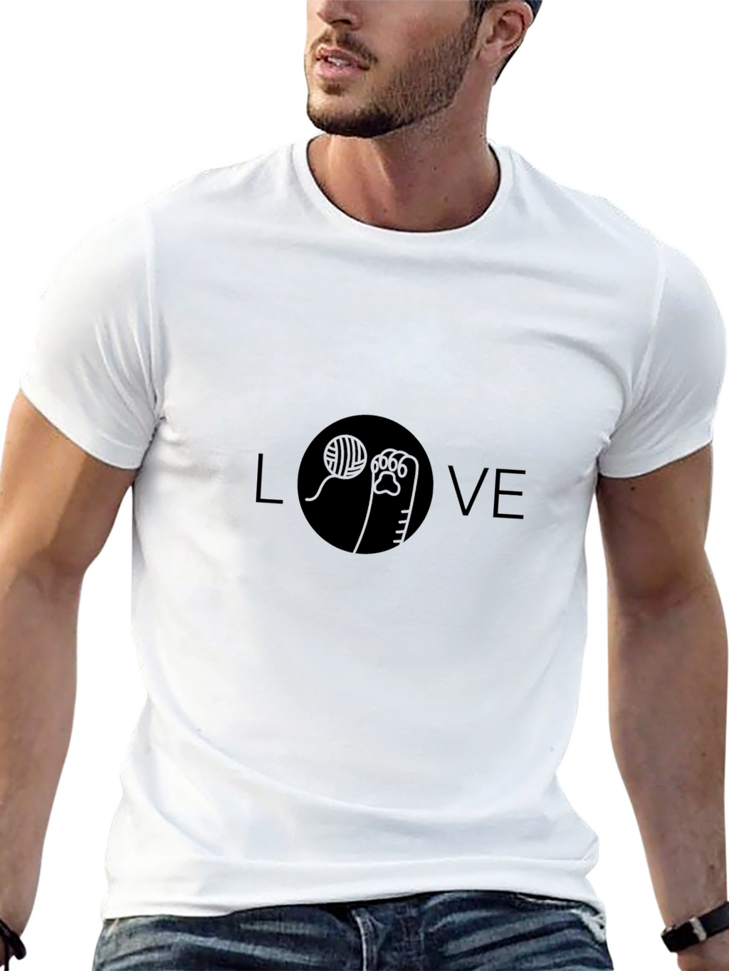Love Cat T-Shirt - Black Crew Neck Tee