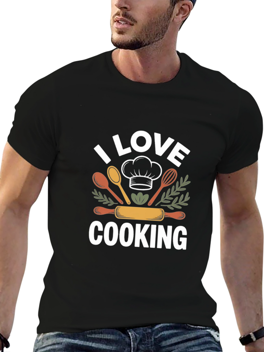 I Love Cooking Black T-Shirt Chef Gift