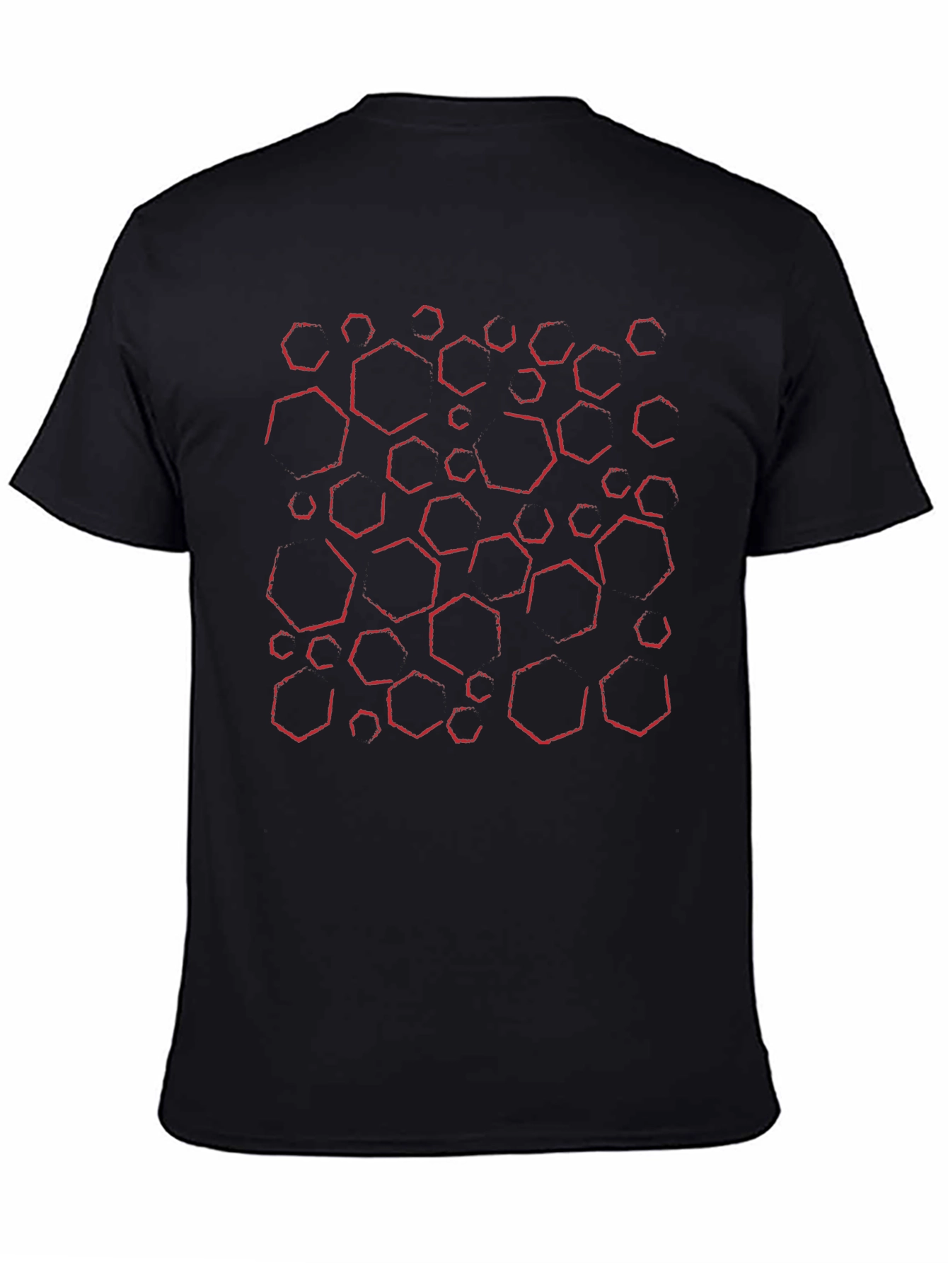 Abstract Hexagon Pattern Black T-Shirt