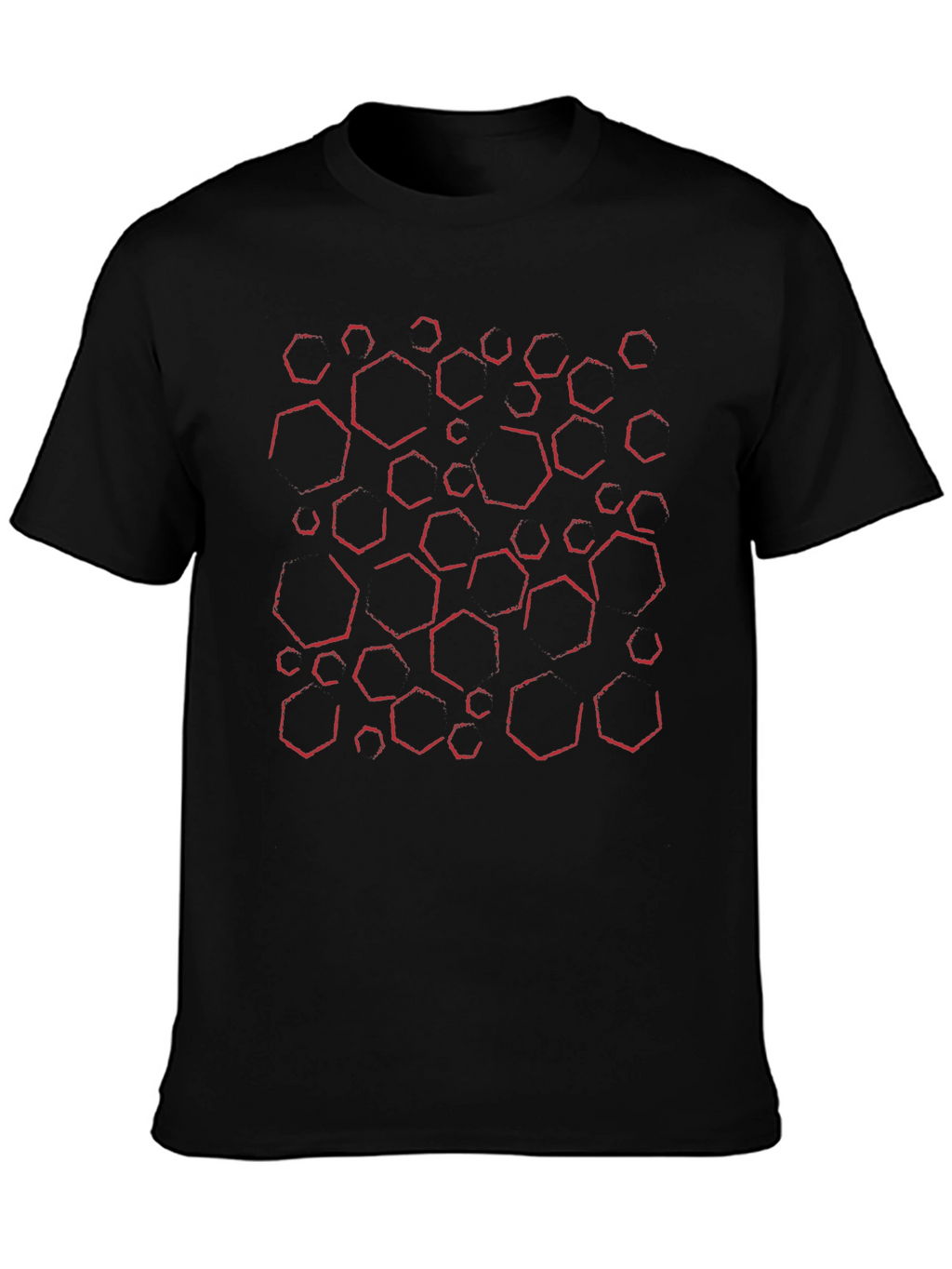 Abstract Hexagon Pattern Black T-Shirt