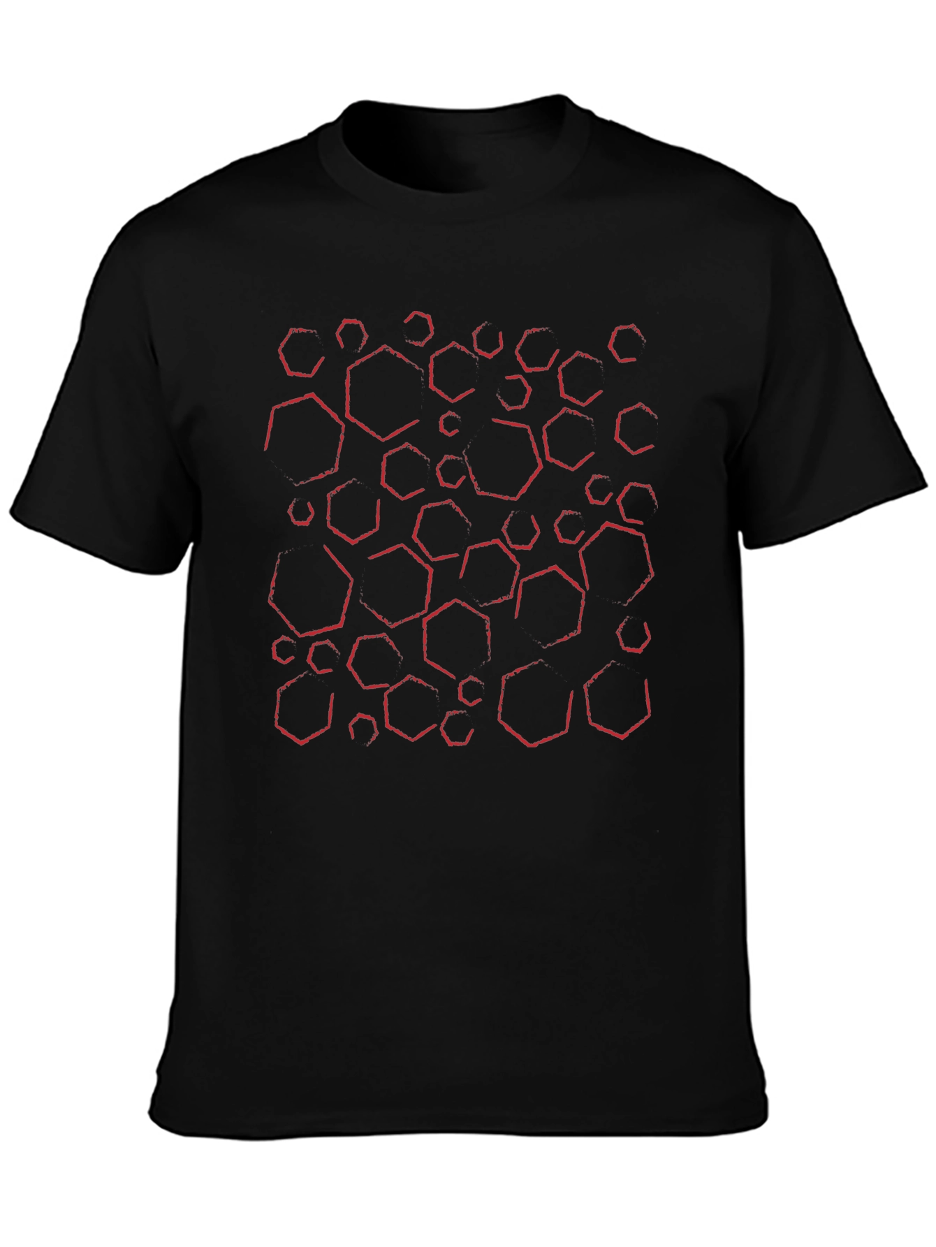 Abstract Hexagon Pattern Black T-Shirt