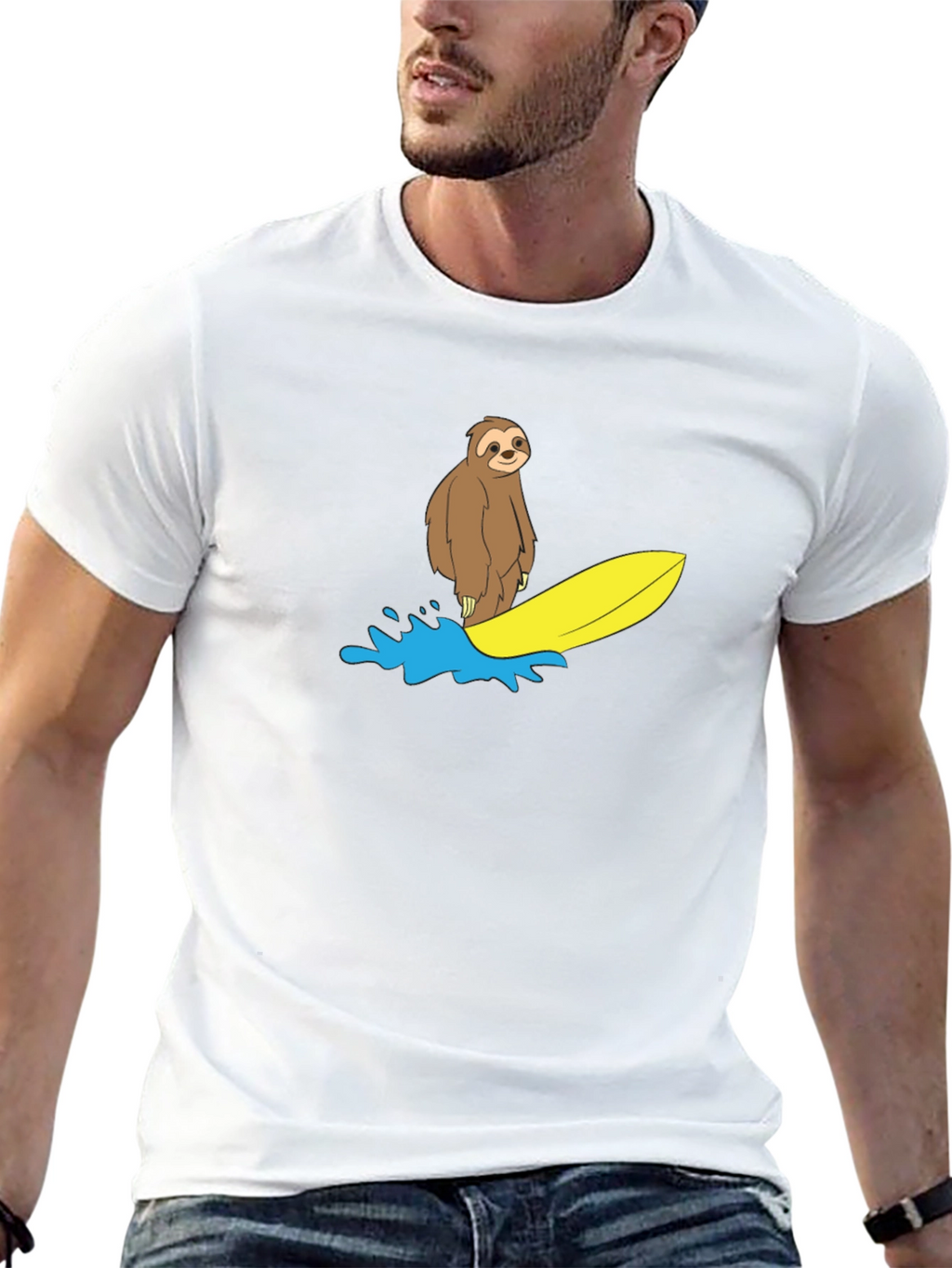 Surfing Sloth Graphic T-Shirt - Relaxed Fit