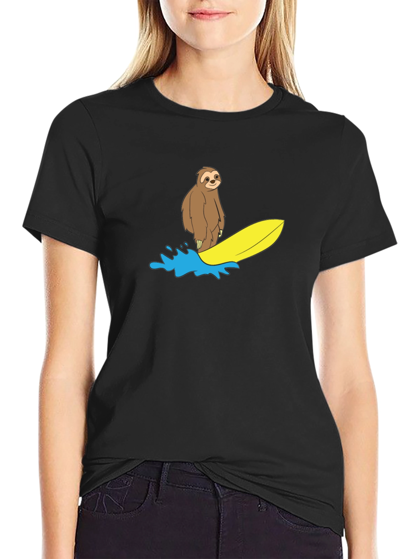 Surfing Sloth Graphic T-Shirt - Relaxed Fit