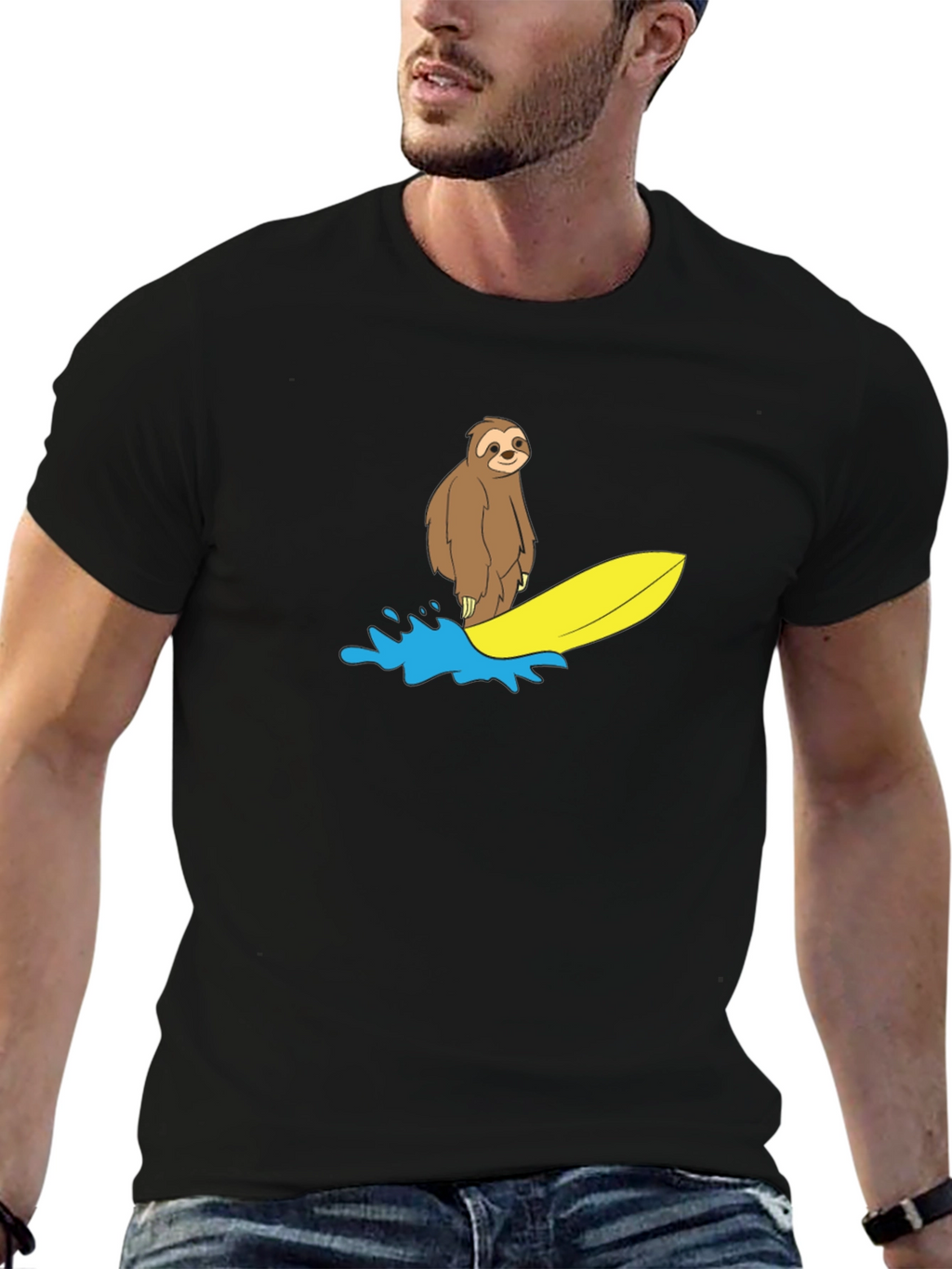 Surfing Sloth Graphic T-Shirt - Relaxed Fit