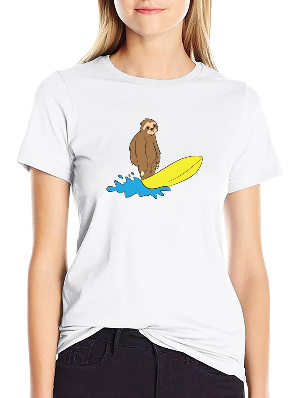 Surfing Sloth Graphic T-Shirt - Relaxed Fit