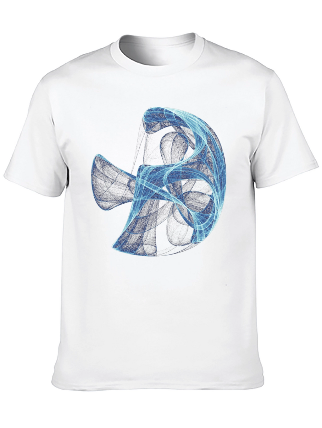 Abstract Blue Swirl Graphic Black T-Shirt
