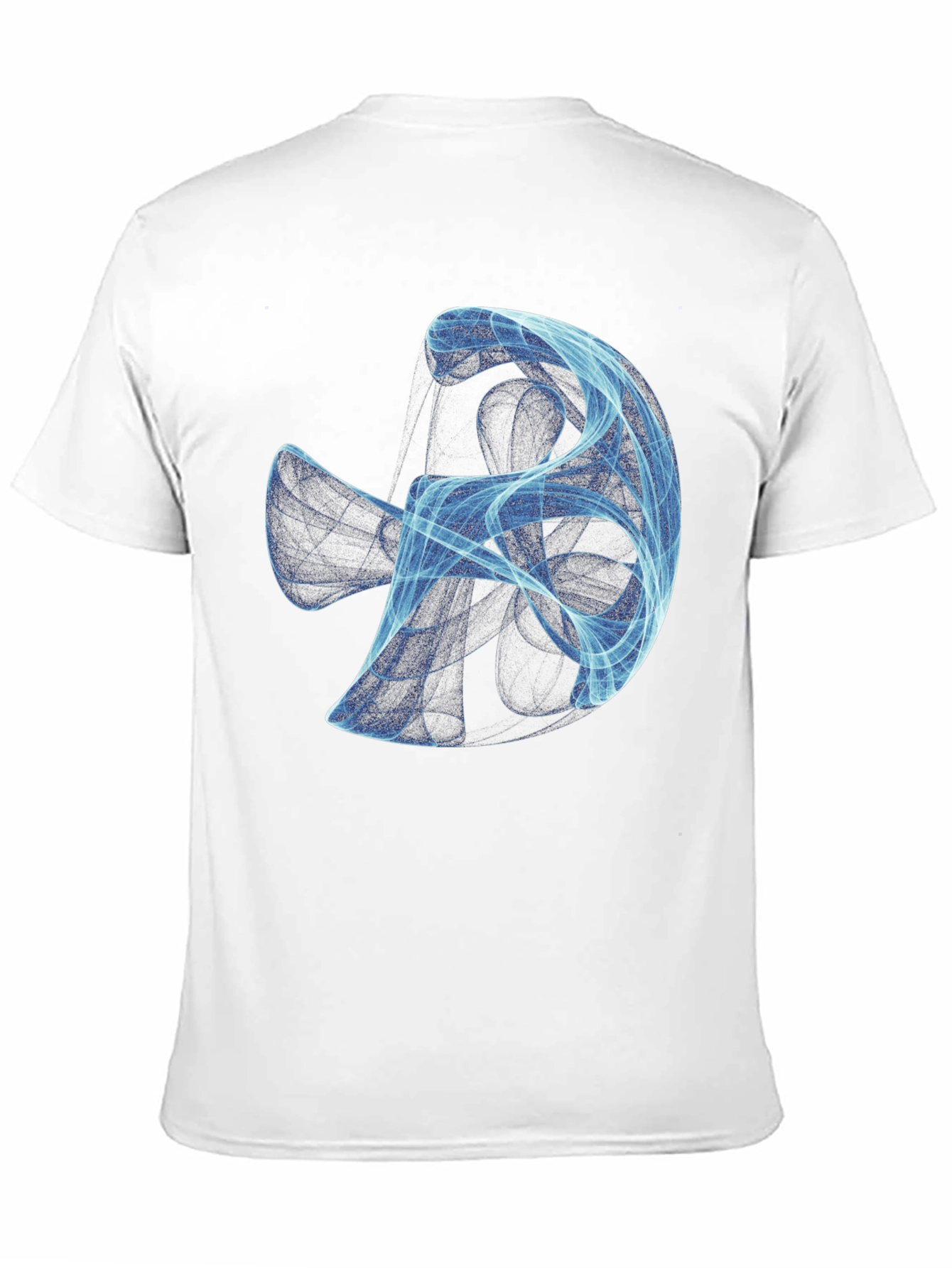 Abstract Blue Swirl Graphic Black T-Shirt