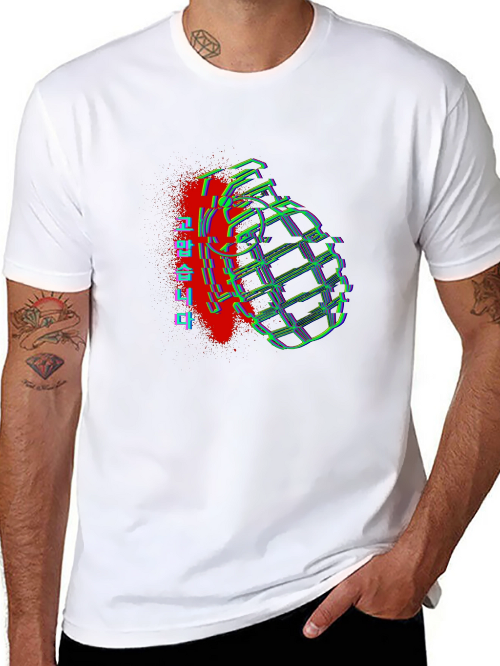 Glitch Grenade Graphic Tee - Streetwear Style