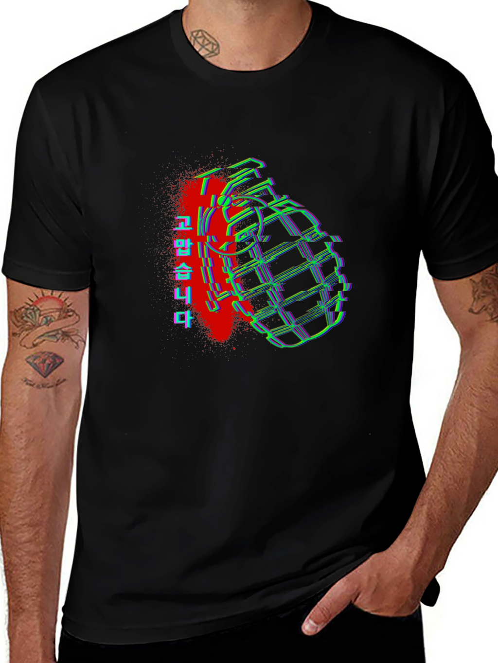 Glitch Grenade Graphic Tee - Streetwear Style