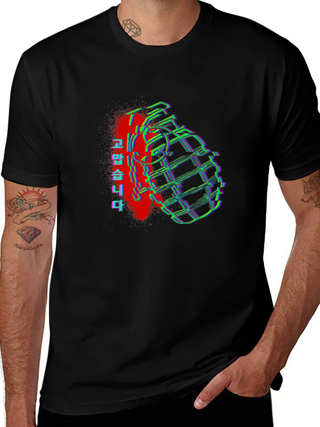 Glitch Grenade Graphic Tee - Streetwear Style