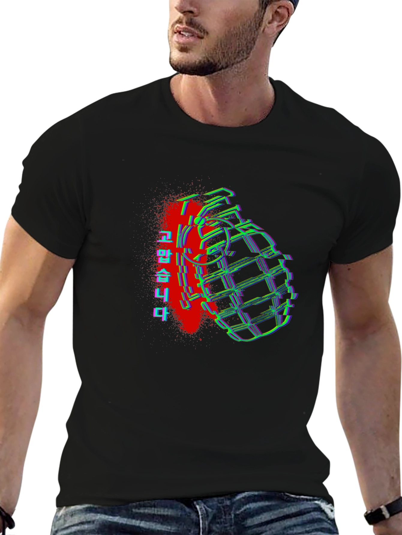 Glitch Grenade Graphic Tee - Streetwear Style