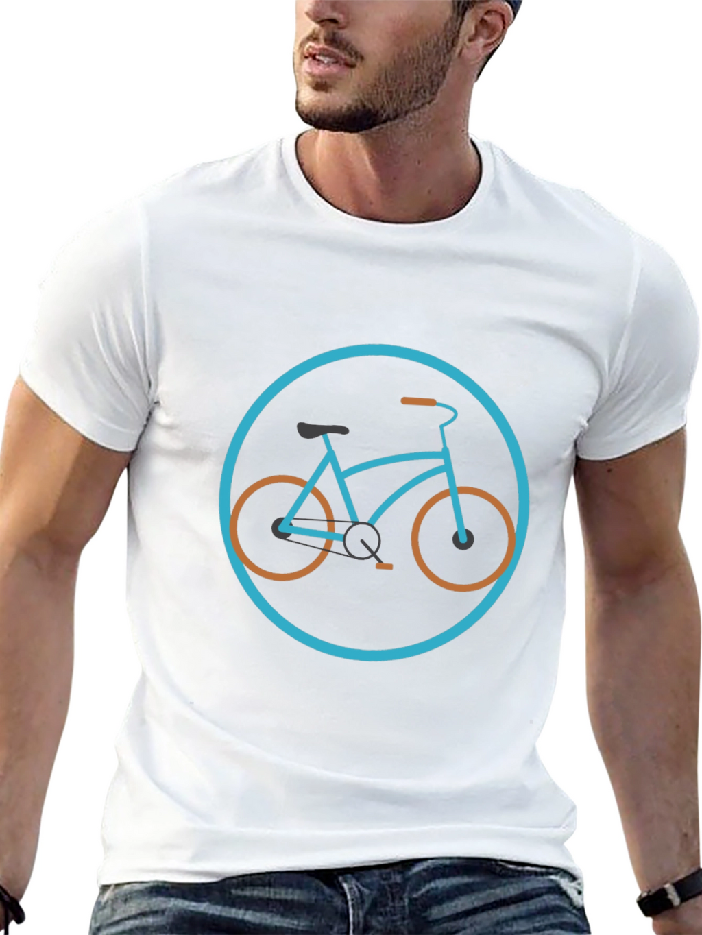 Stylish Bicycle Graphic Tee - Black Cotton Blend