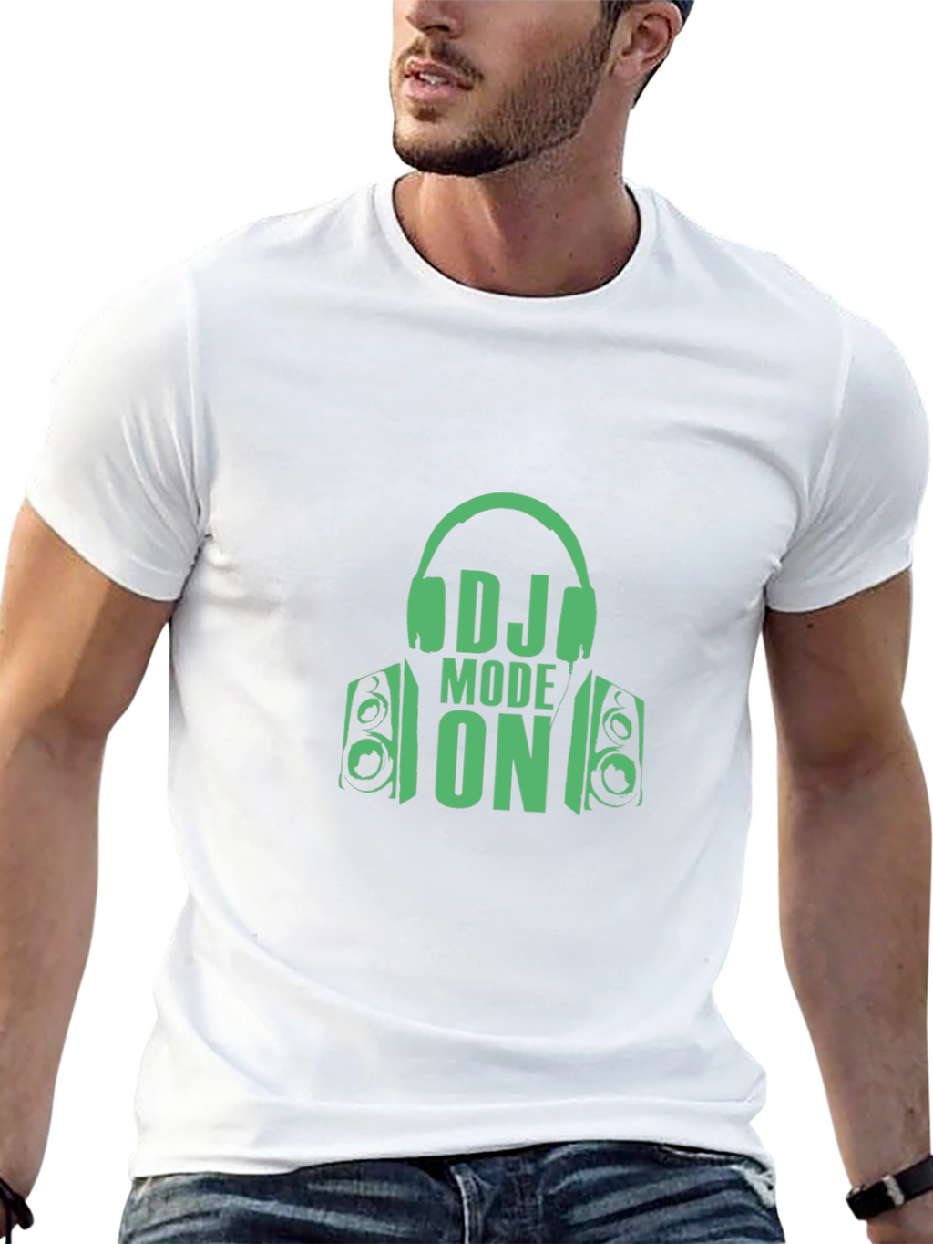 DJ Mode On Graphic Tee - Black Cotton T-Shirt
