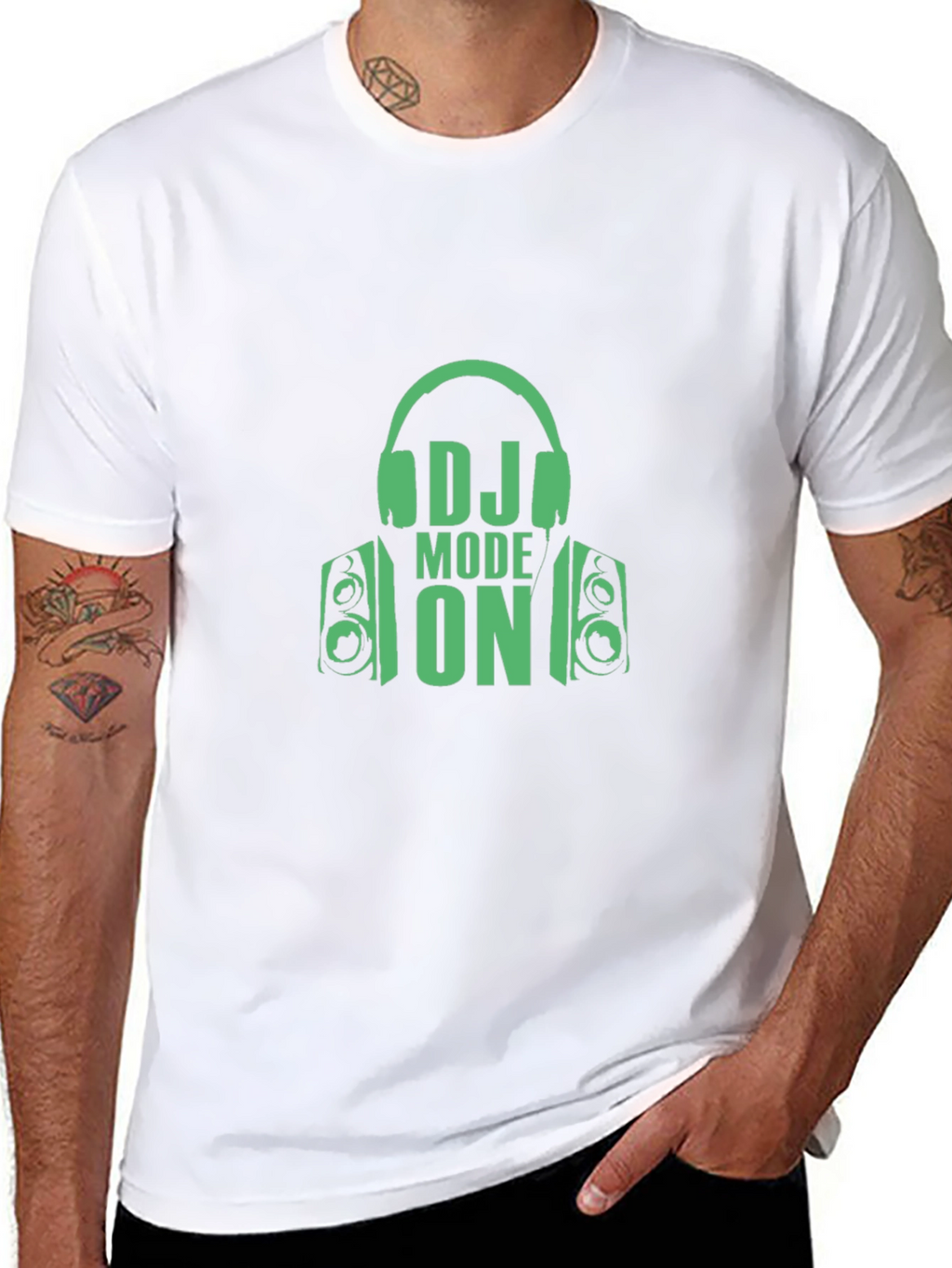 DJ Mode On Graphic Tee - Black Cotton T-Shirt