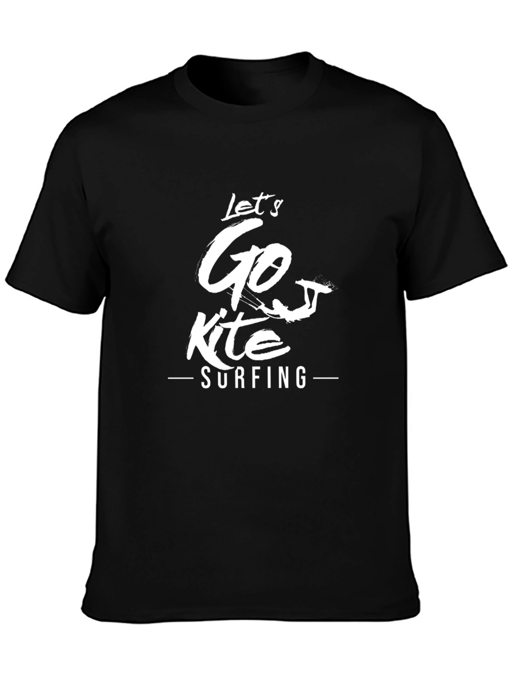 Lets Go Kite Surfing Black Graphic Tee