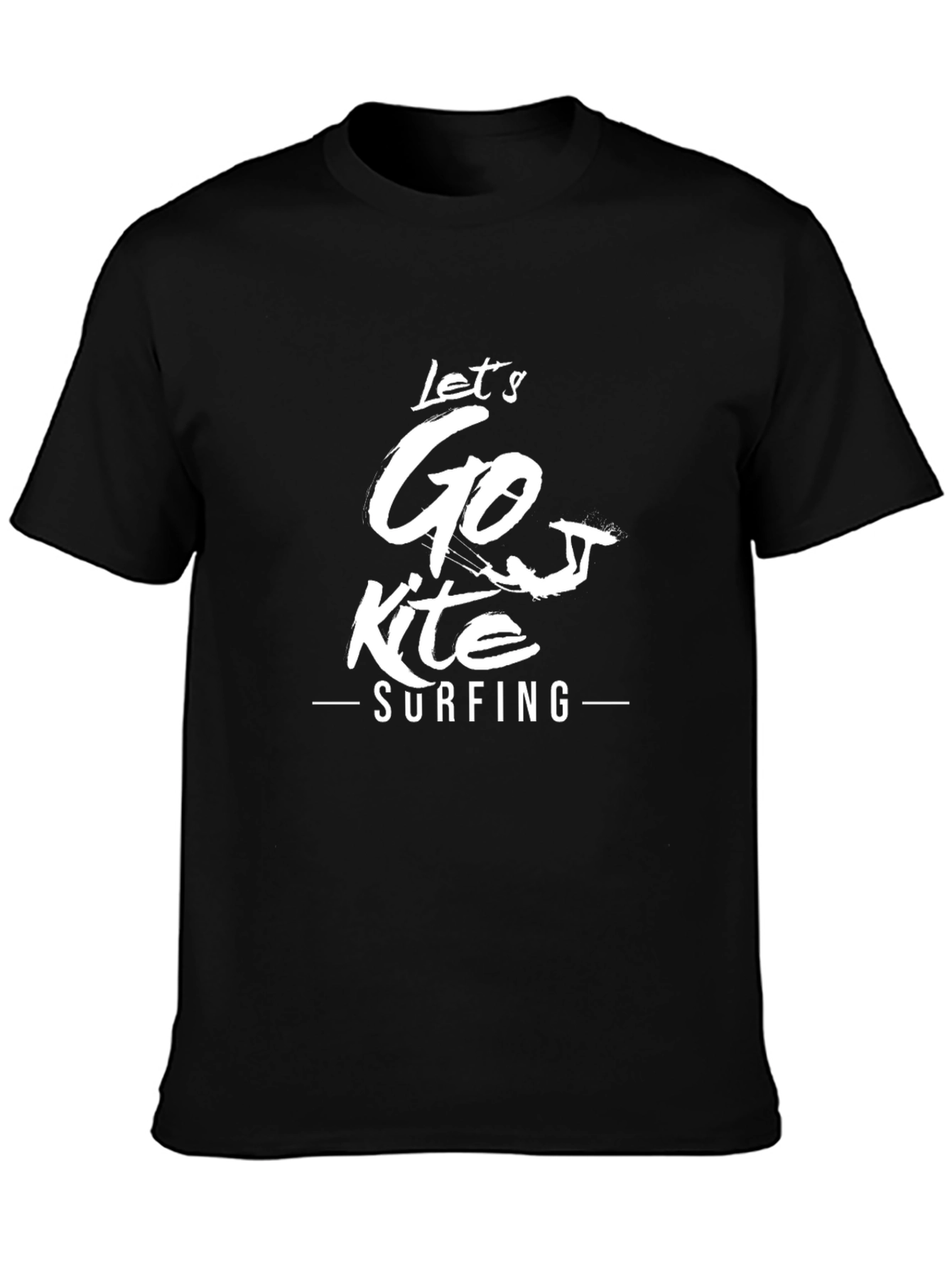 Lets Go Kite Surfing Black Graphic Tee