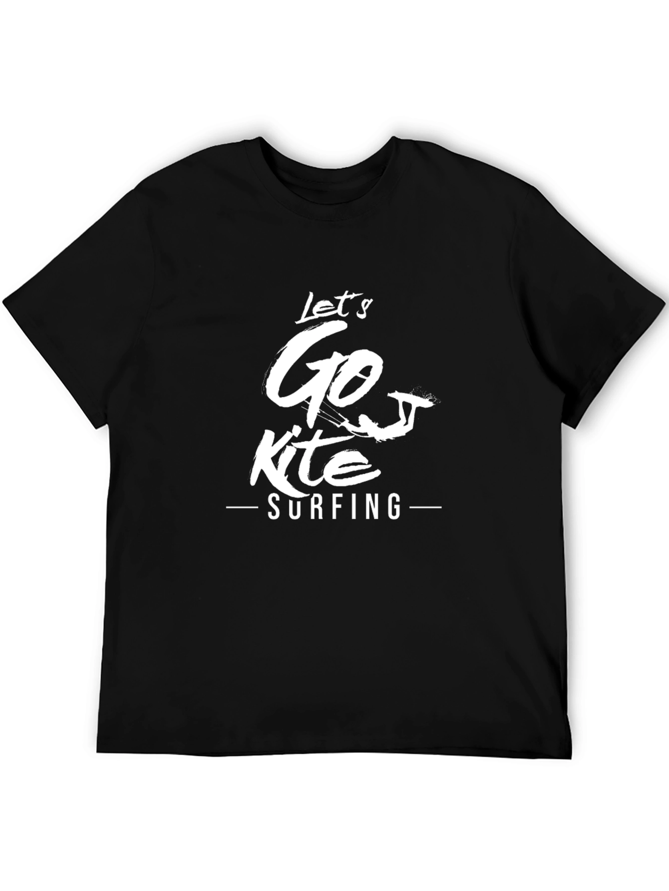 Lets Go Kite Surfing Black Graphic Tee