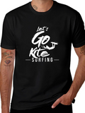 Lets Go Kite Surfing Black Graphic Tee