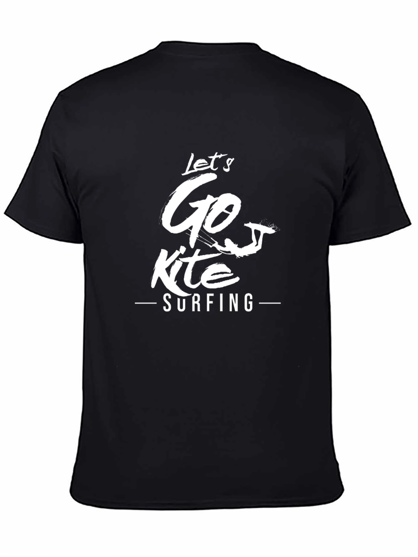 Lets Go Kite Surfing Black Graphic Tee