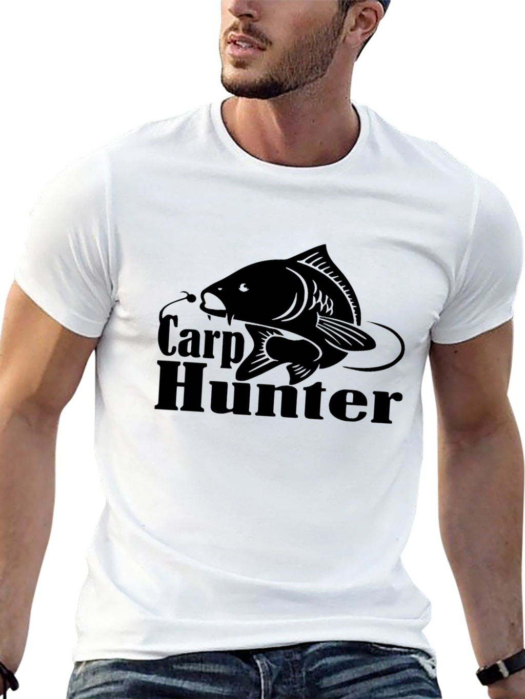 Carp Hunter Black T-Shirt - Fishing Graphic Tee