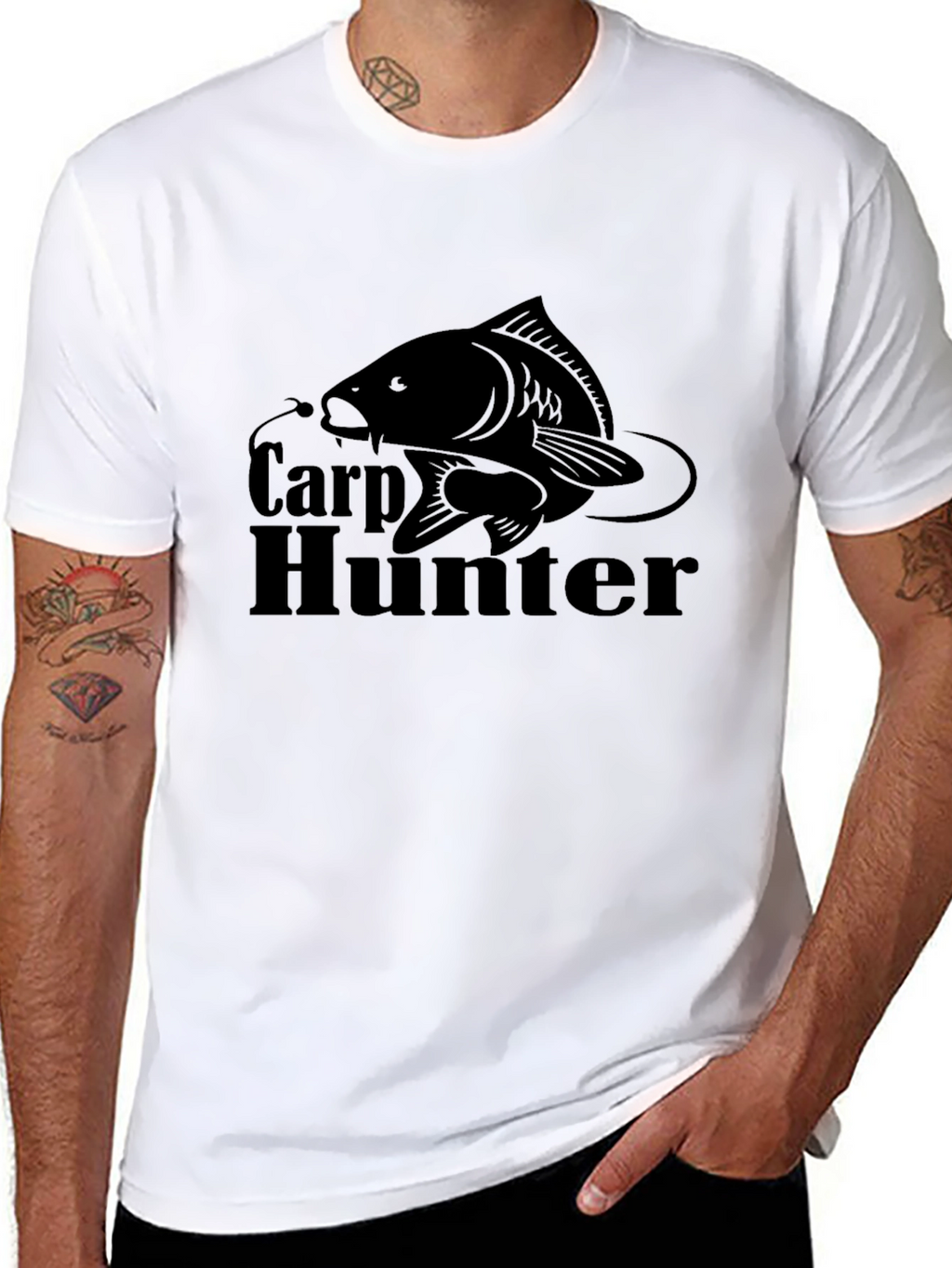 Carp Hunter Black T-Shirt - Fishing Graphic Tee