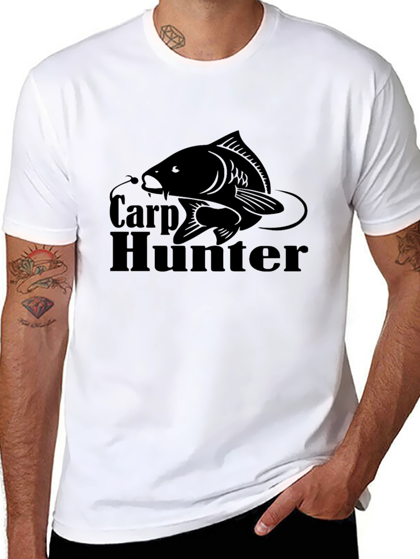 Carp Hunter Black T-Shirt - Fishing Graphic Tee