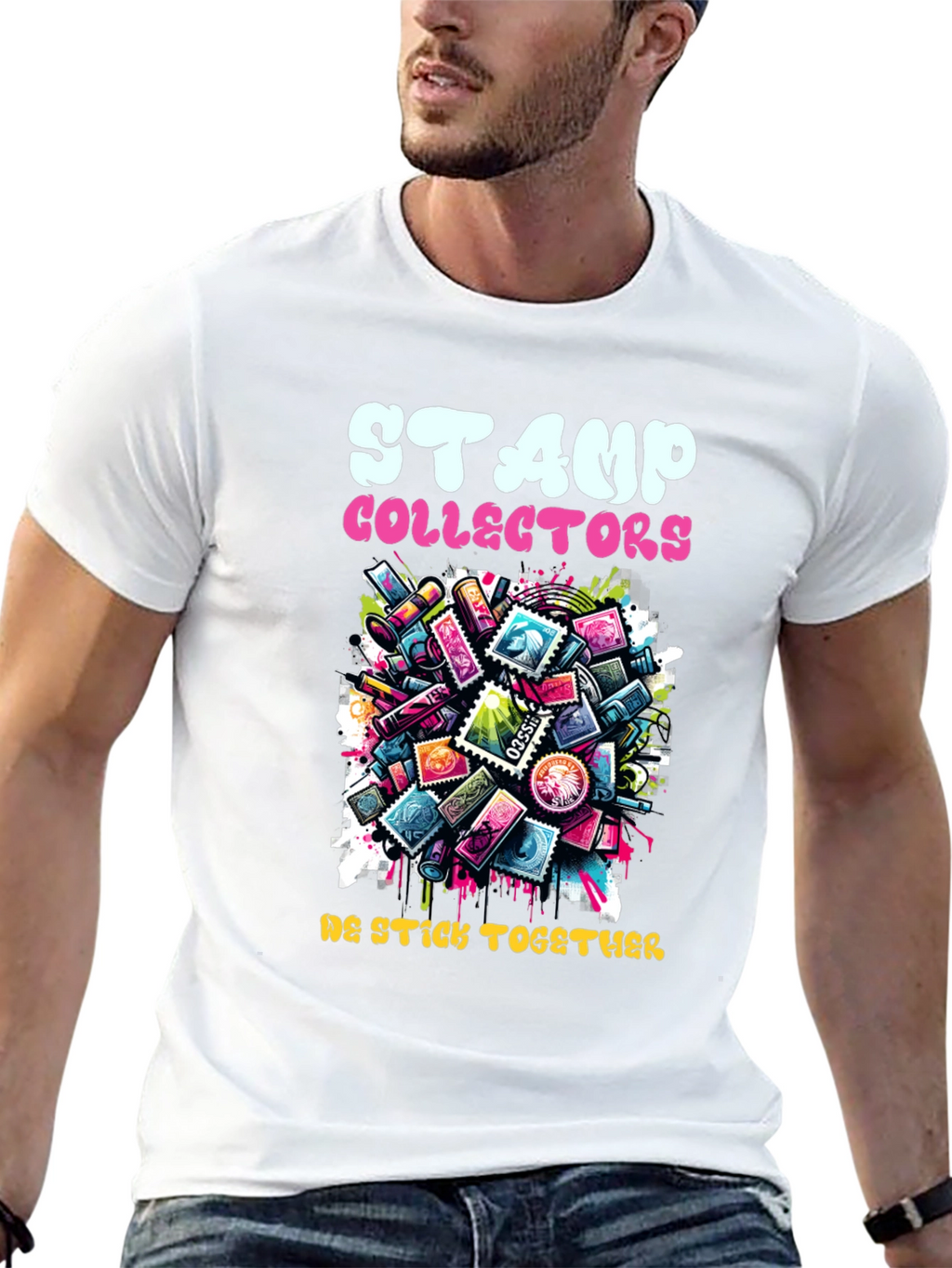 Stamp Collectors Graphic T-Shirt - We Stick Together!