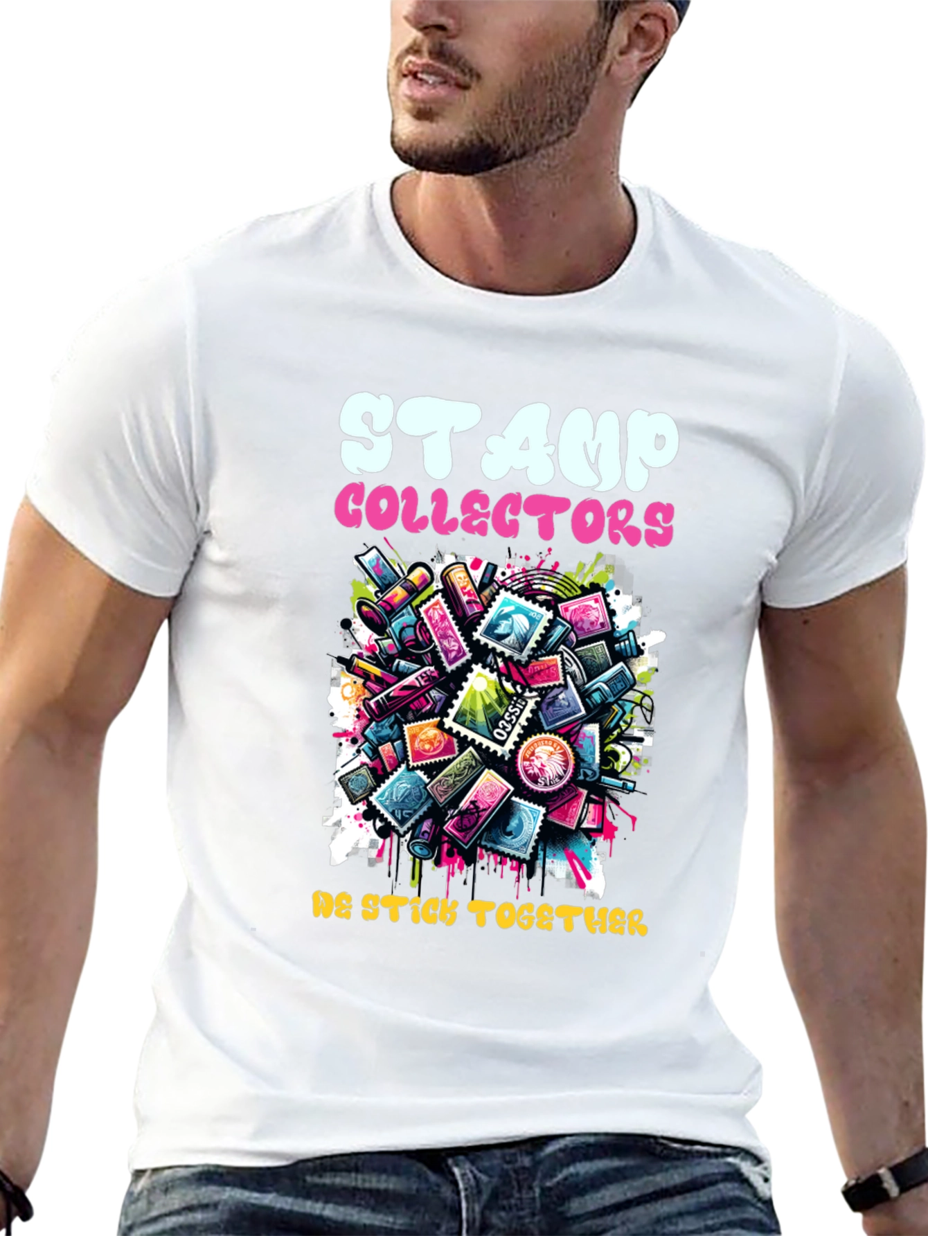 Stamp Collectors Graphic T-Shirt - We Stick Together!