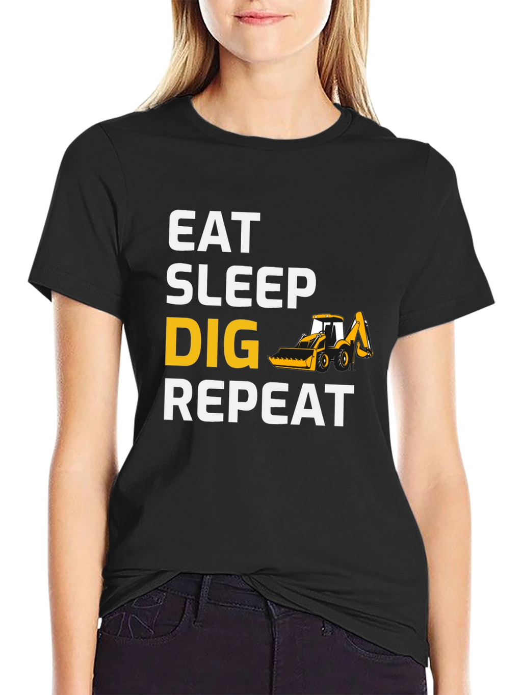 Eat Sleep Dig Repeat T-Shirt - Black Cotton Tee