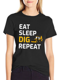 Eat Sleep Dig Repeat T-Shirt - Black Cotton Tee