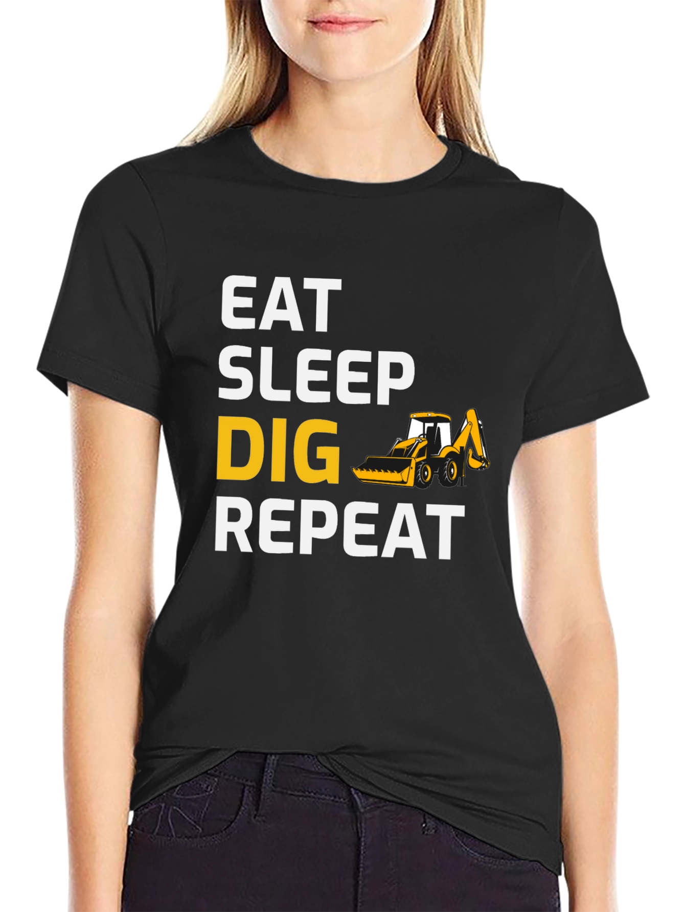 Eat Sleep Dig Repeat T-Shirt - Black Cotton Tee