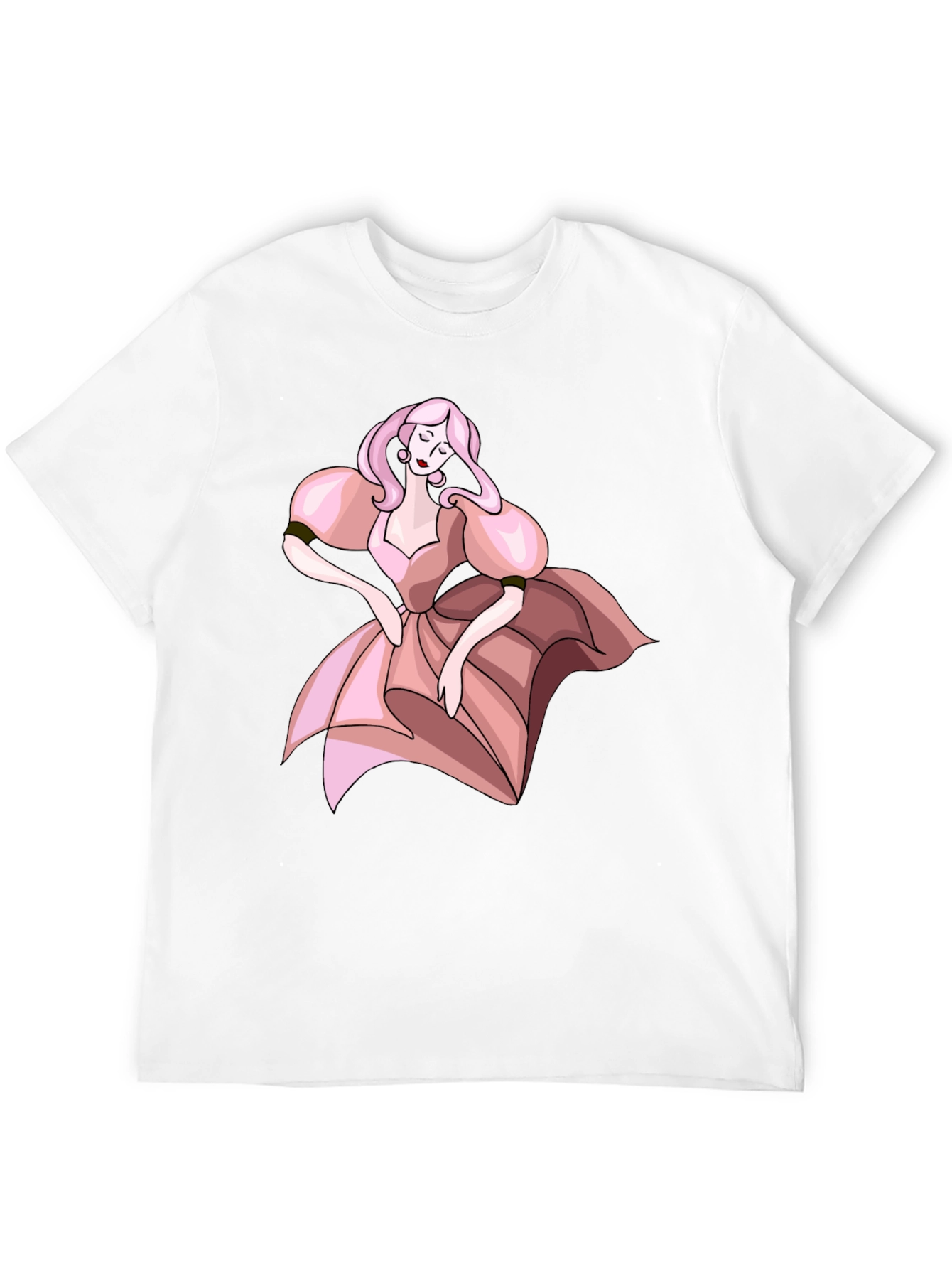 Black T-Shirt with Pink Dress Cartoon