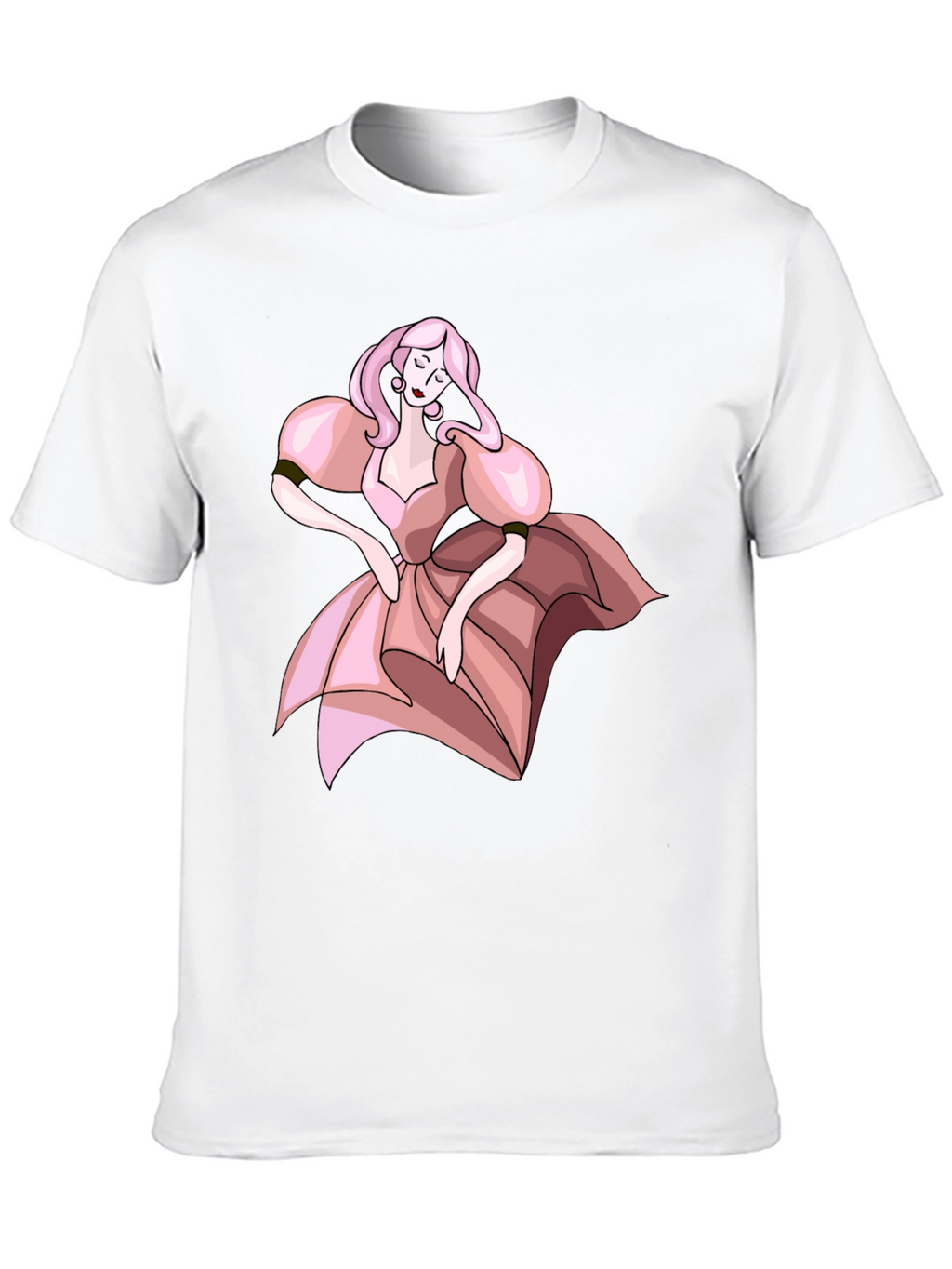 Black T-Shirt with Pink Dress Cartoon