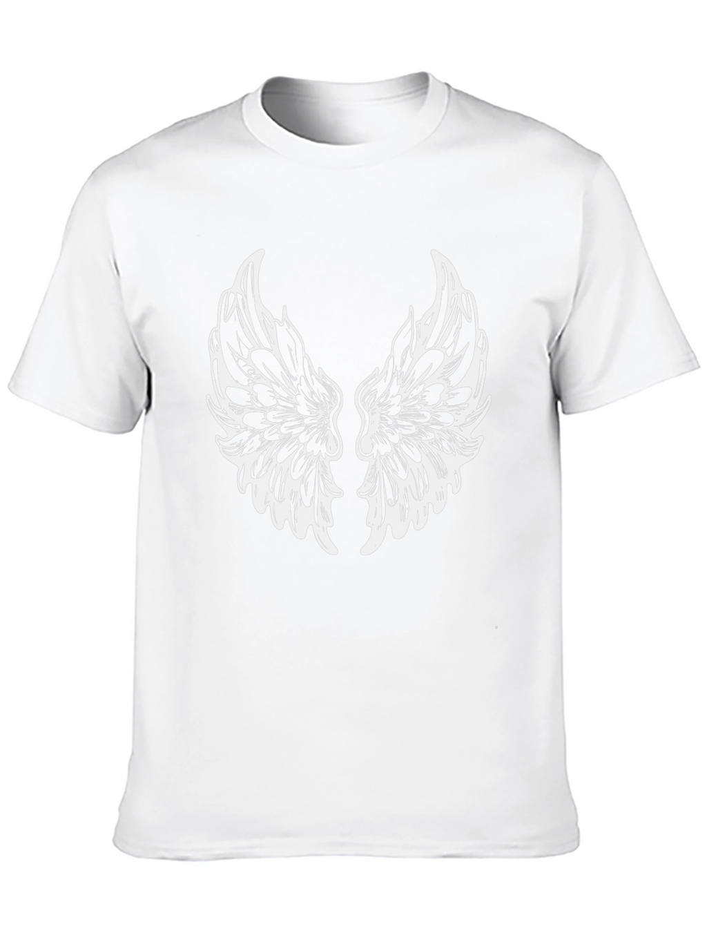 Black T-Shirt with White Wings Graphic