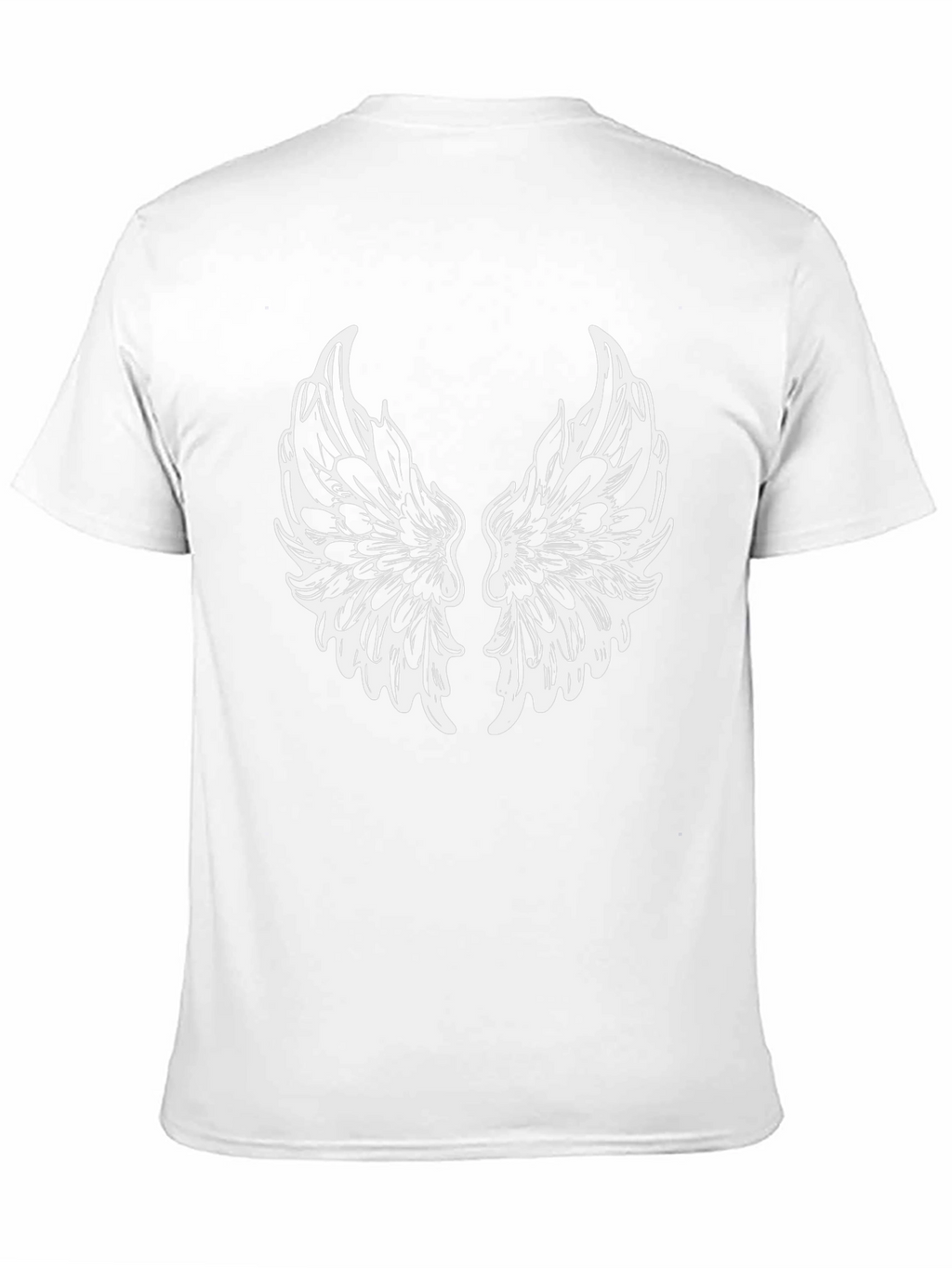 Black T-Shirt with White Wings Graphic