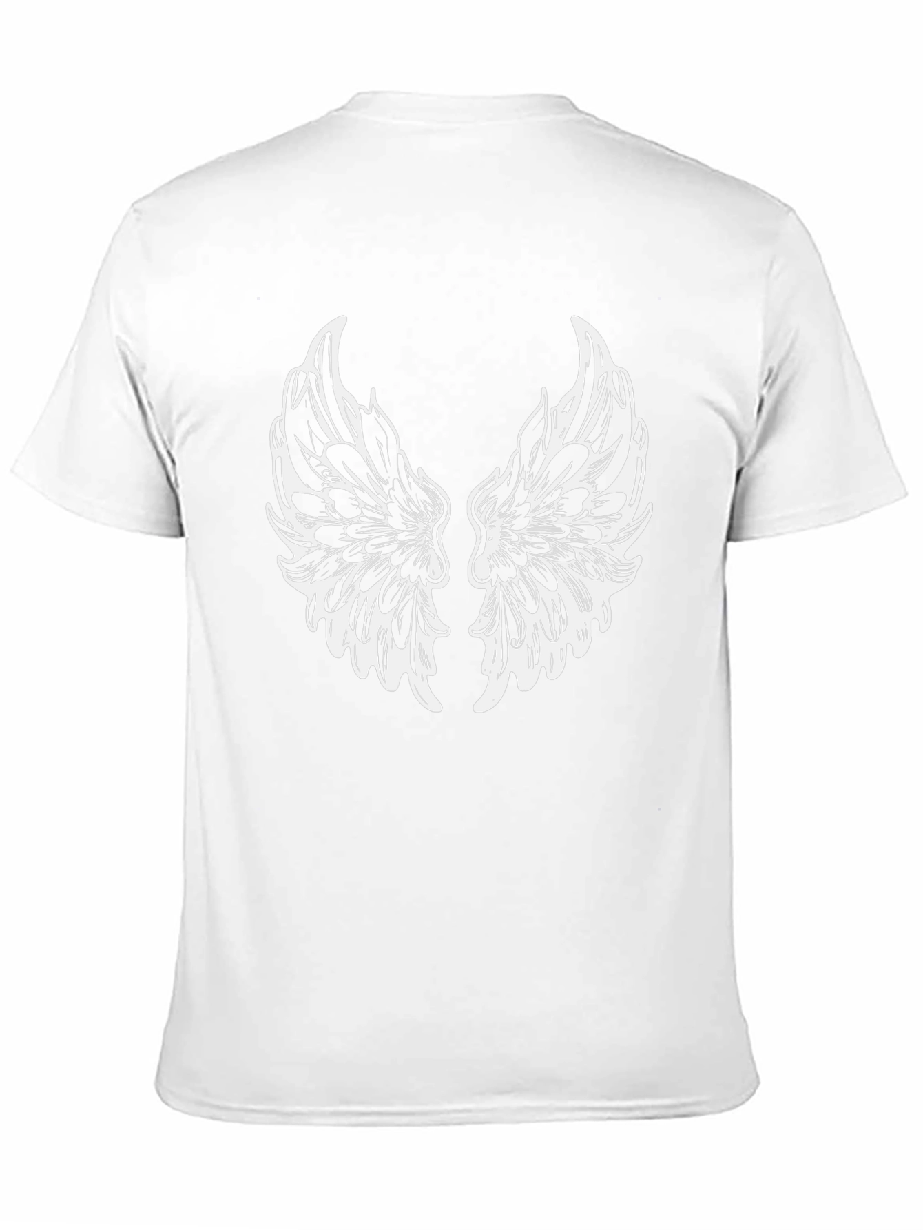 Black T-Shirt with White Wings Graphic