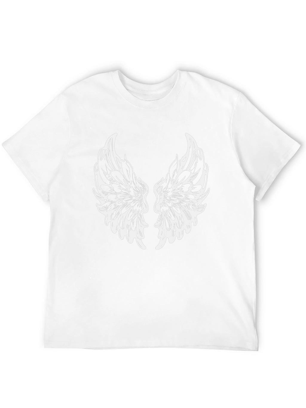 Black T-Shirt with White Wings Graphic
