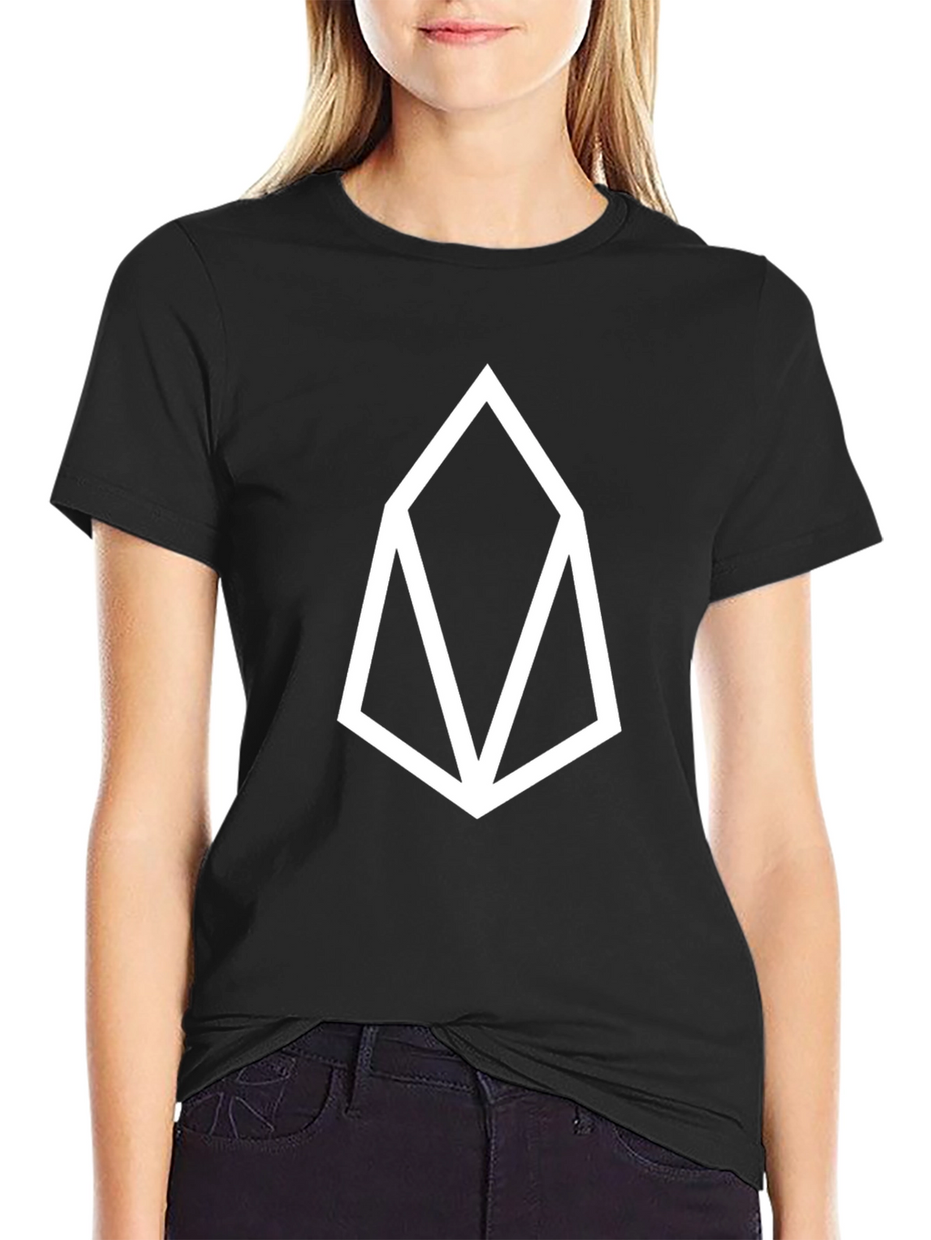 Black T-Shirt with White Geometric Logo