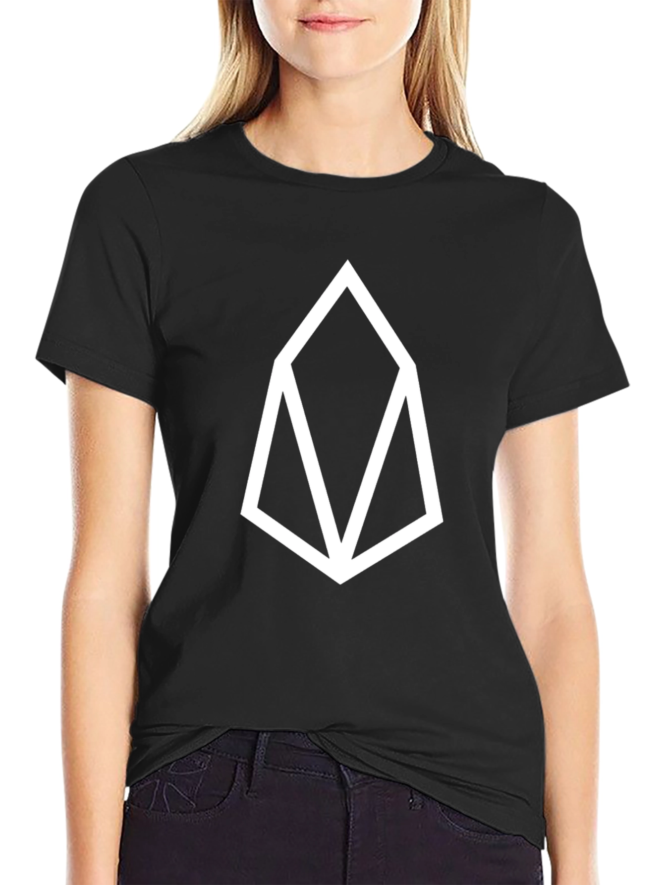 Black T-Shirt with White Geometric Logo