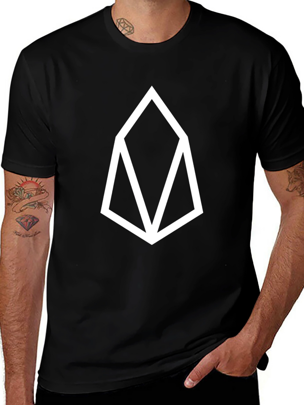 Black T-Shirt with White Geometric Logo