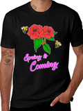 Spring Is Coming T-Shirt with Roses & Bees