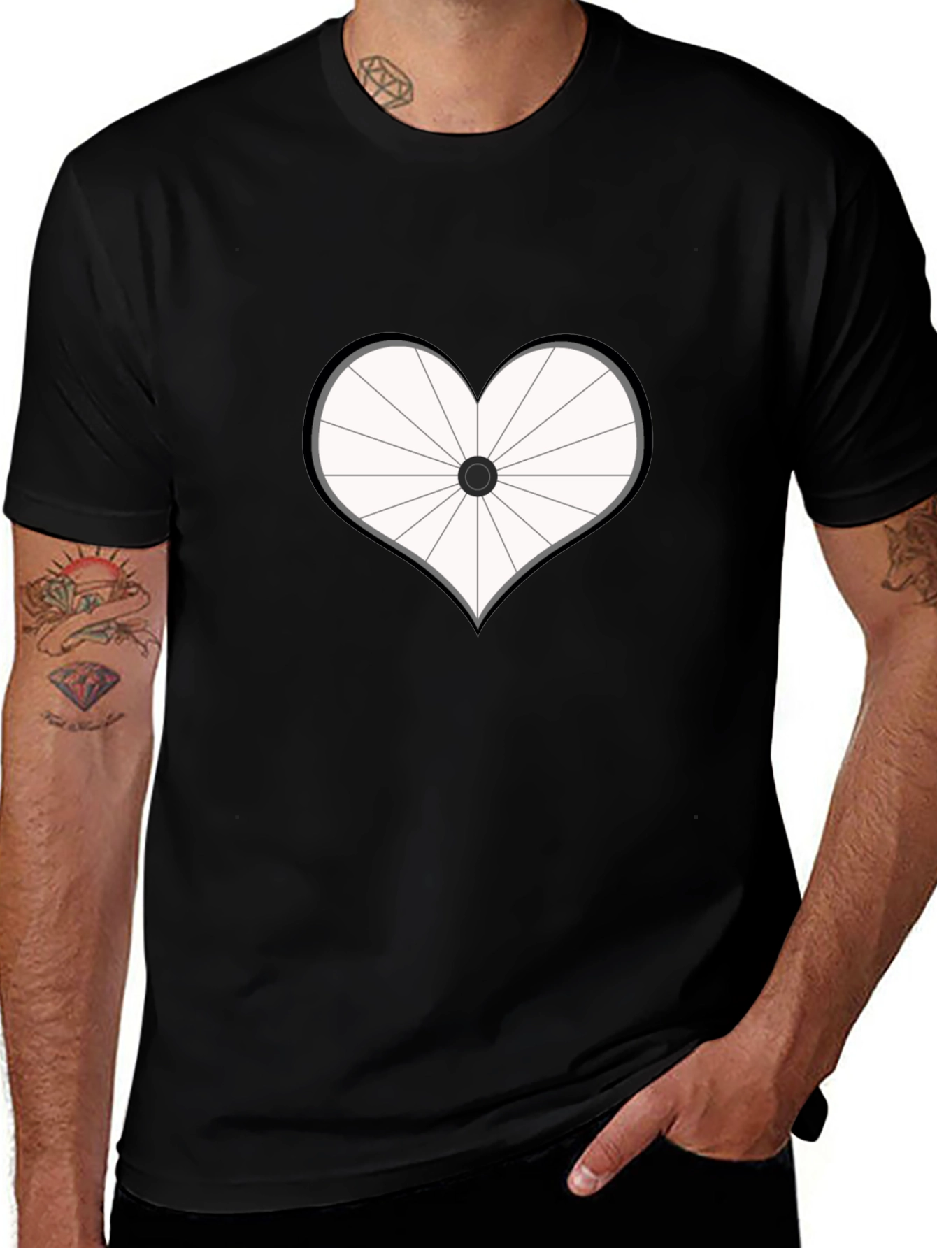 Heart Bicycle Wheel Graphic T-Shirt
