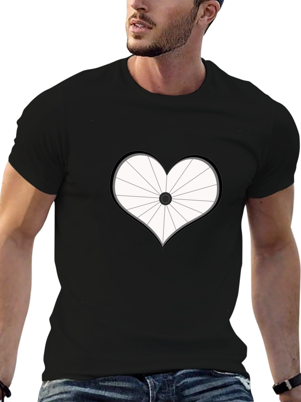 Heart Bicycle Wheel Graphic T-Shirt