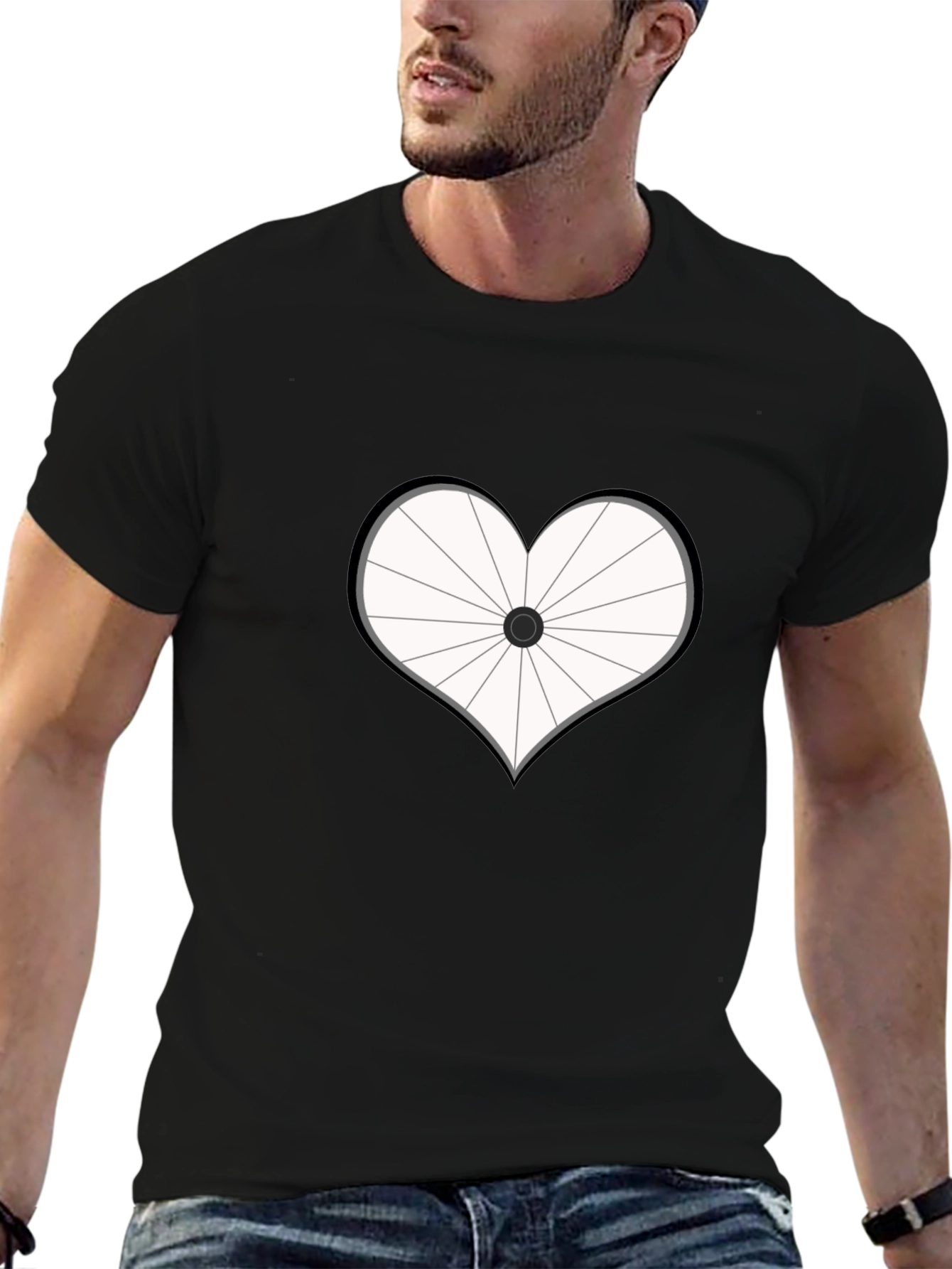 Heart Bicycle Wheel Graphic T-Shirt