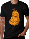 Mens Pumpkin Face Graphic Tee - Halloween Style