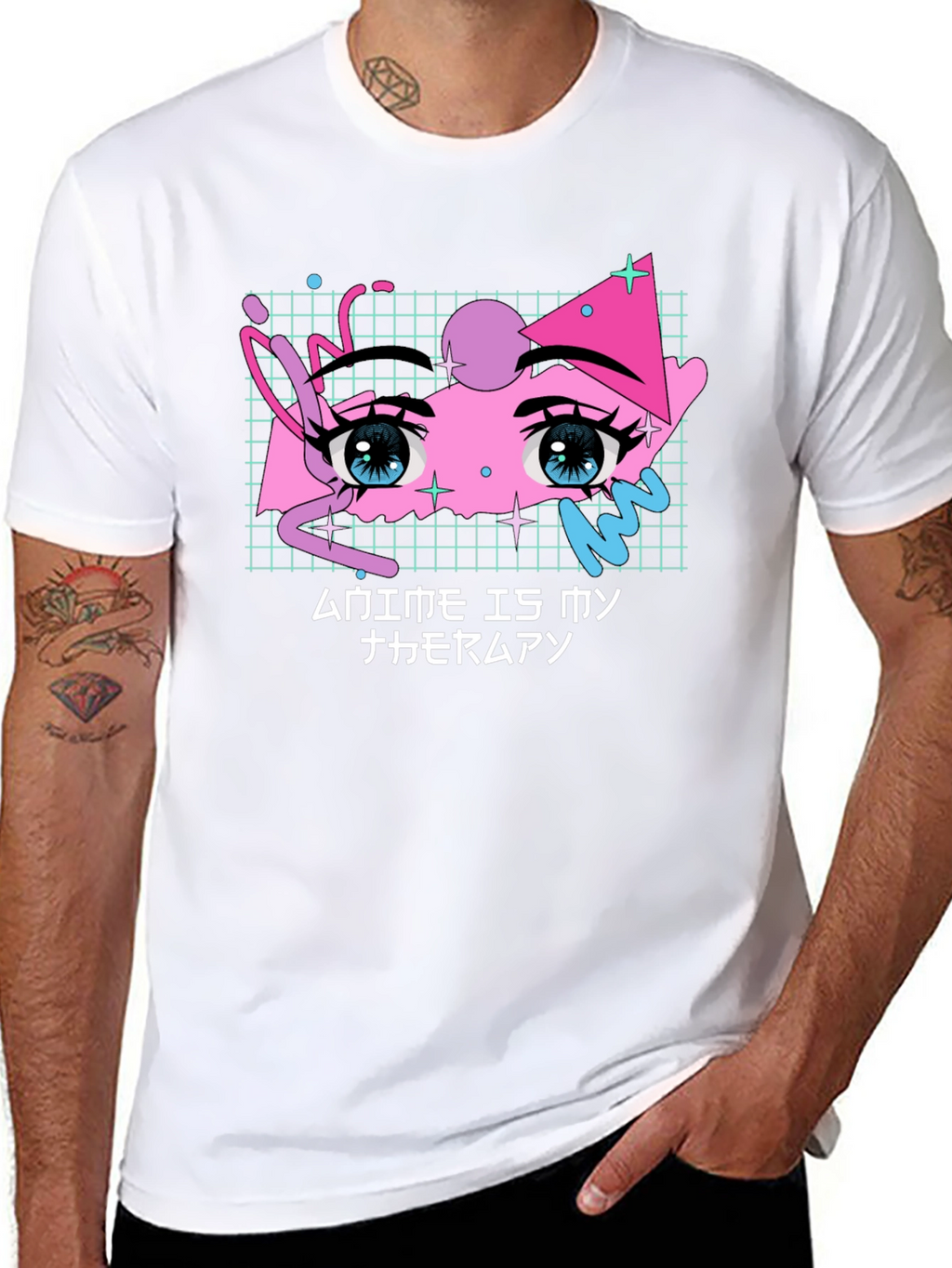 Anime Eyes Graphic Black T-Shirt