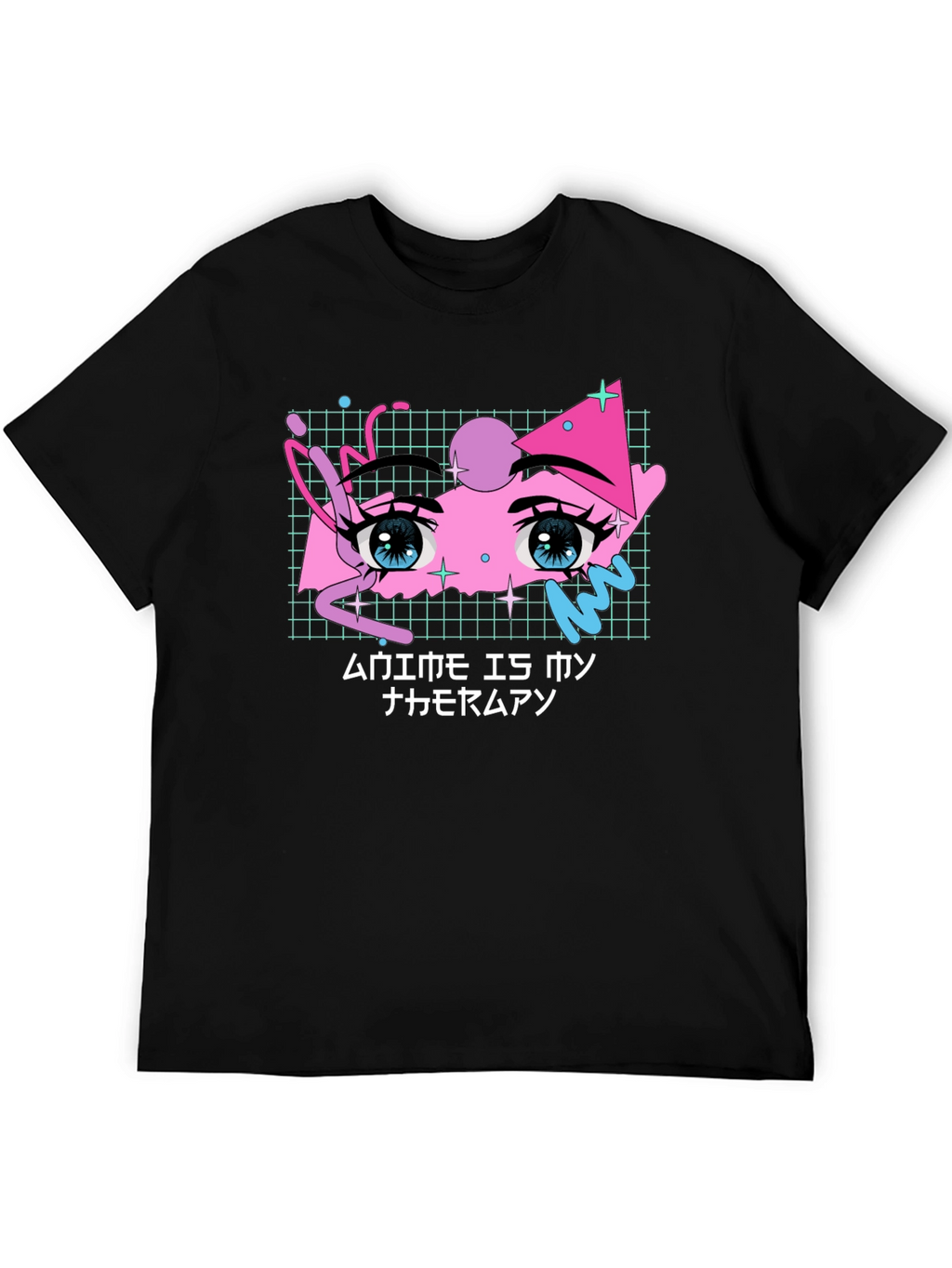 Anime Eyes Graphic Black T-Shirt