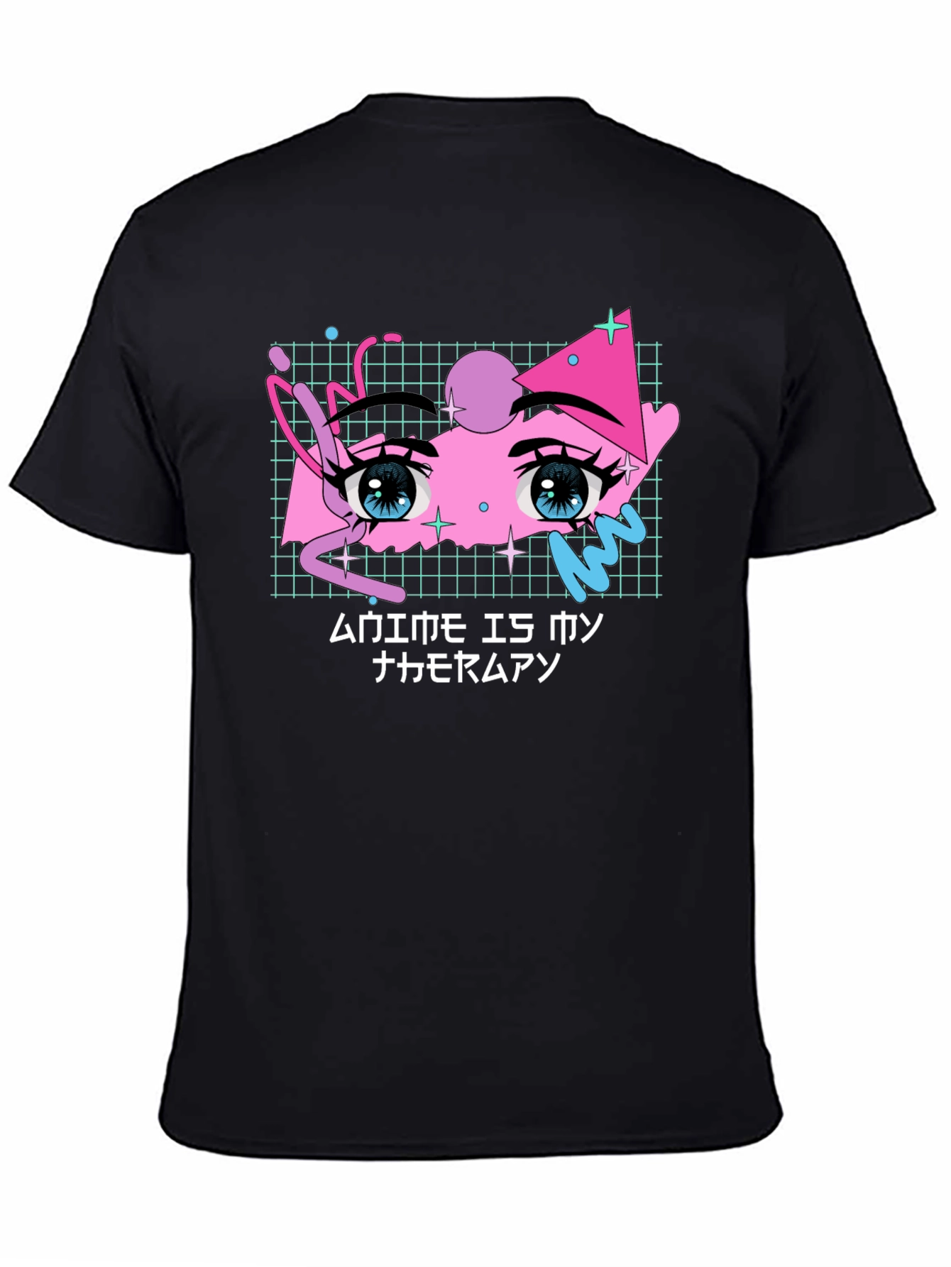 Anime Eyes Graphic Black T-Shirt