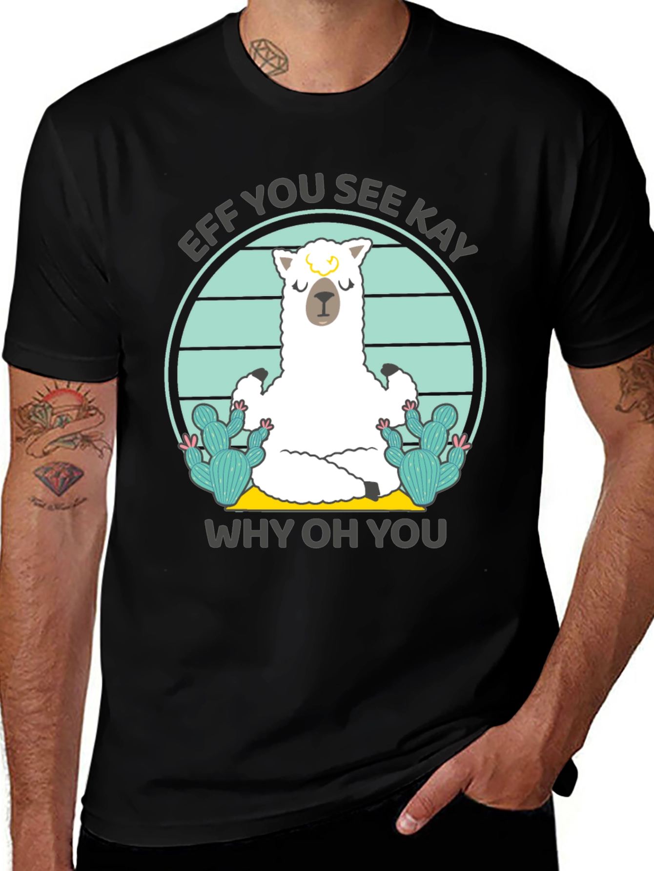 Funny Alpaca Yoga T-Shirt - Eff You See Kay Why Oh You